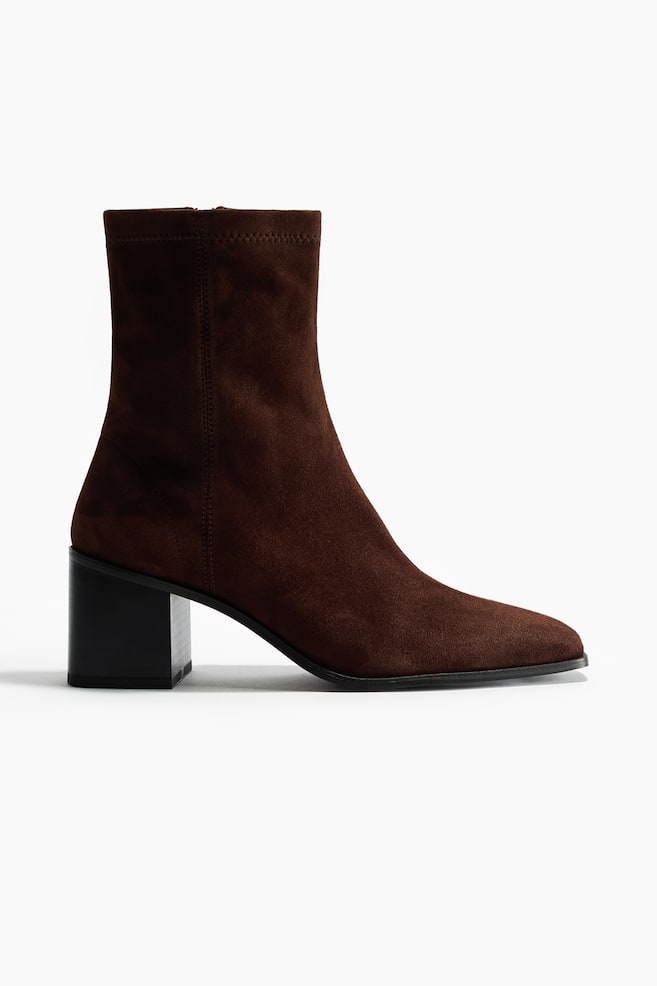 Leather Ankle Boots - Dark brown - 1