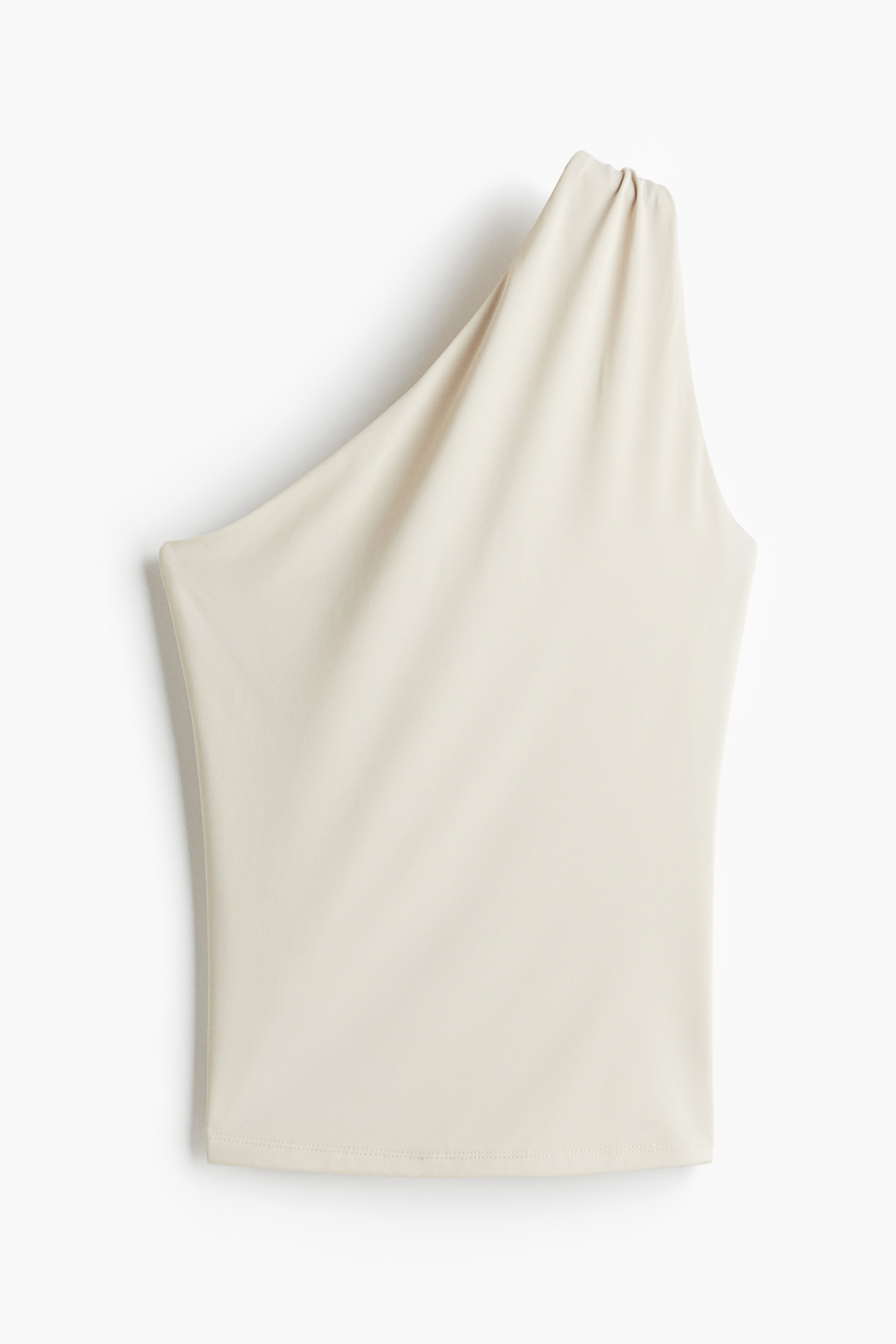 One-Shoulder Top - Light beige/Black/Golden olive