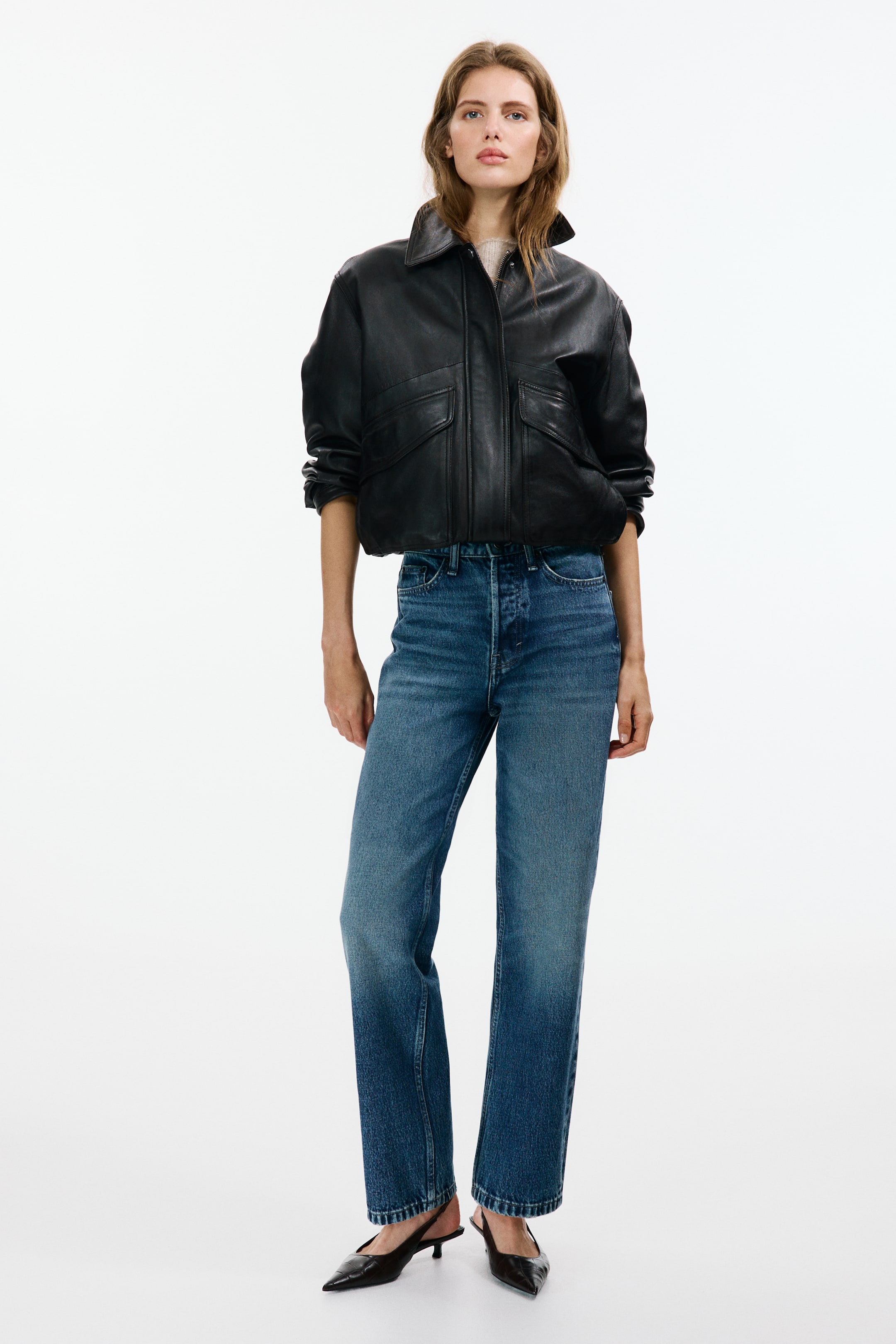 Grotere afbeelding bekijken: Straight High Waist Ankle Jeans - Denimblauw - DAMES | H&M BE 1
