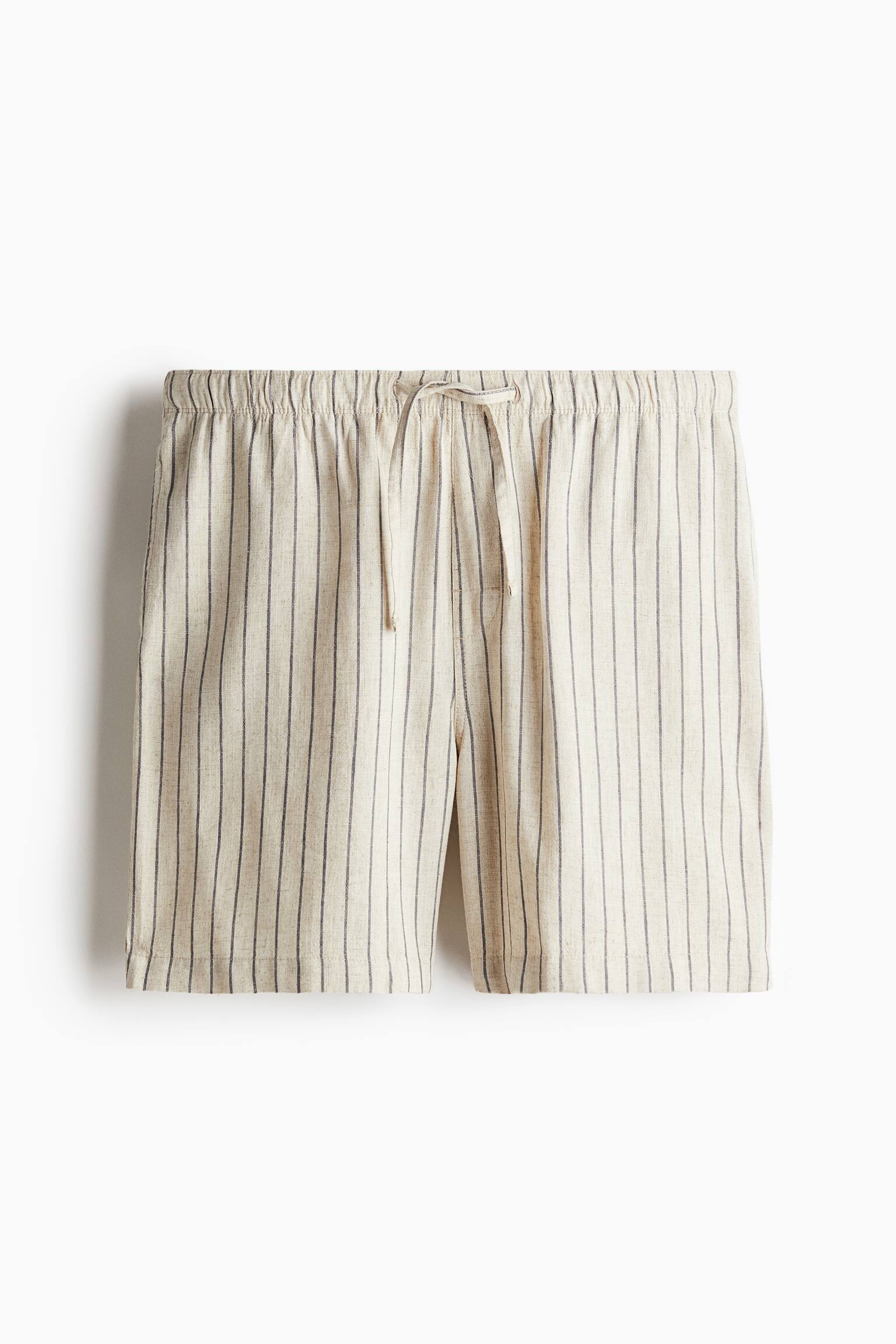 Pyjama Shirt & Shorts Set - Beige/Dark grey stripe/Black/Floral - 3