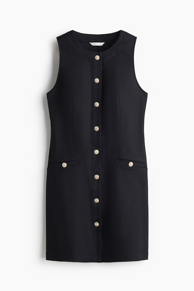 Twillkleid mit Knöpfen - Schwarz - 1
