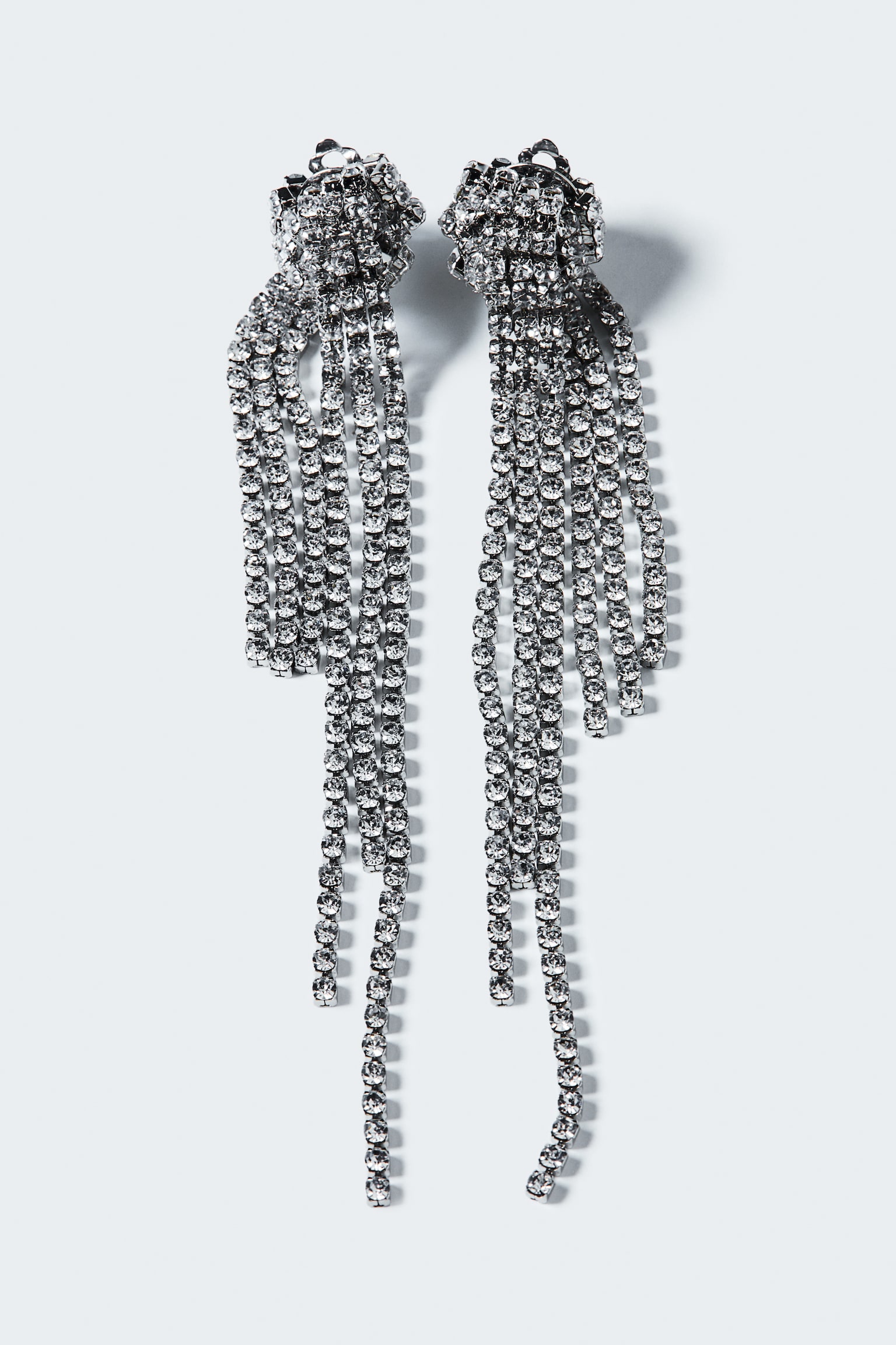 Long rhinestone earrings - Silver-coloured - 3