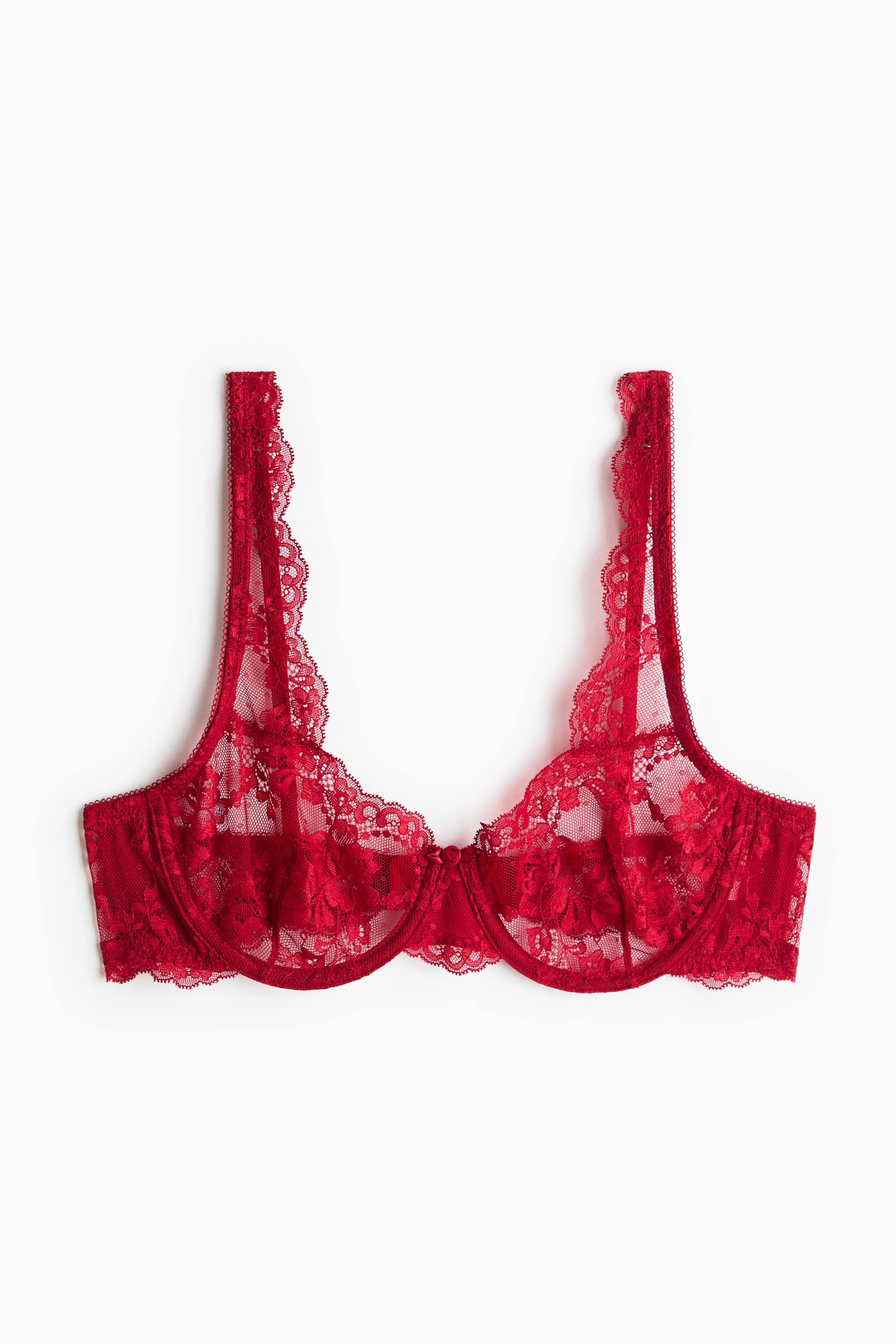 View larger image: Lace balconette bra - Red - Ladies | H&M 1