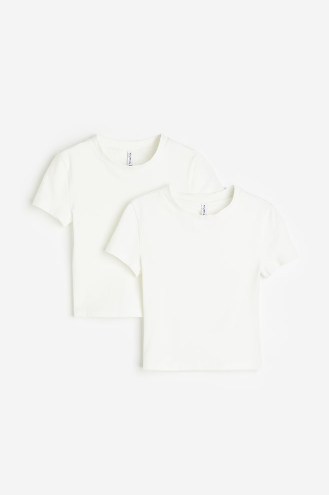 2er-Pack Cropped T-Shirts - Weiß - 2