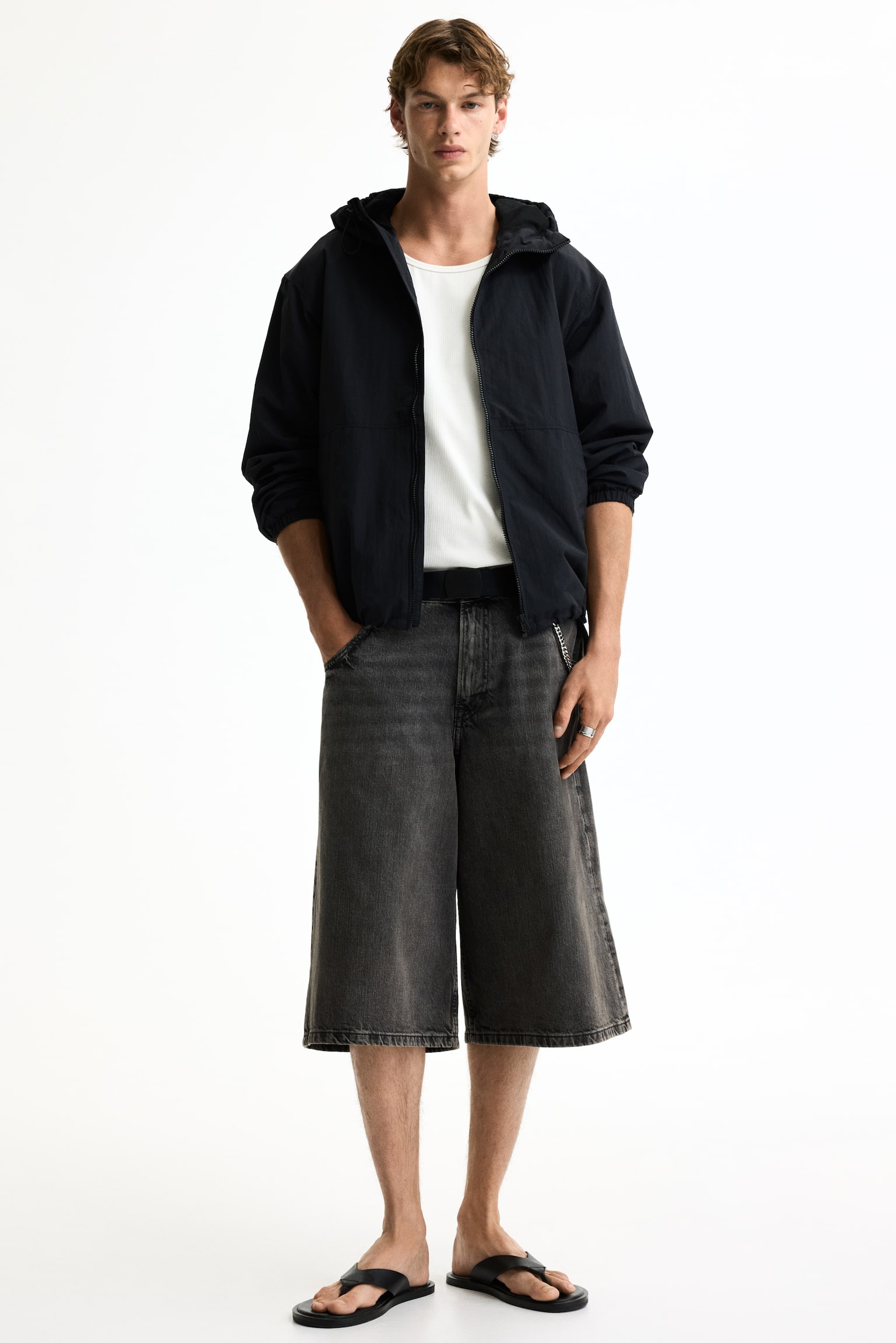 Мужская куртка H&M Water-Repellent Nylon Windbreaker, цвет: Чёрный — фото 3