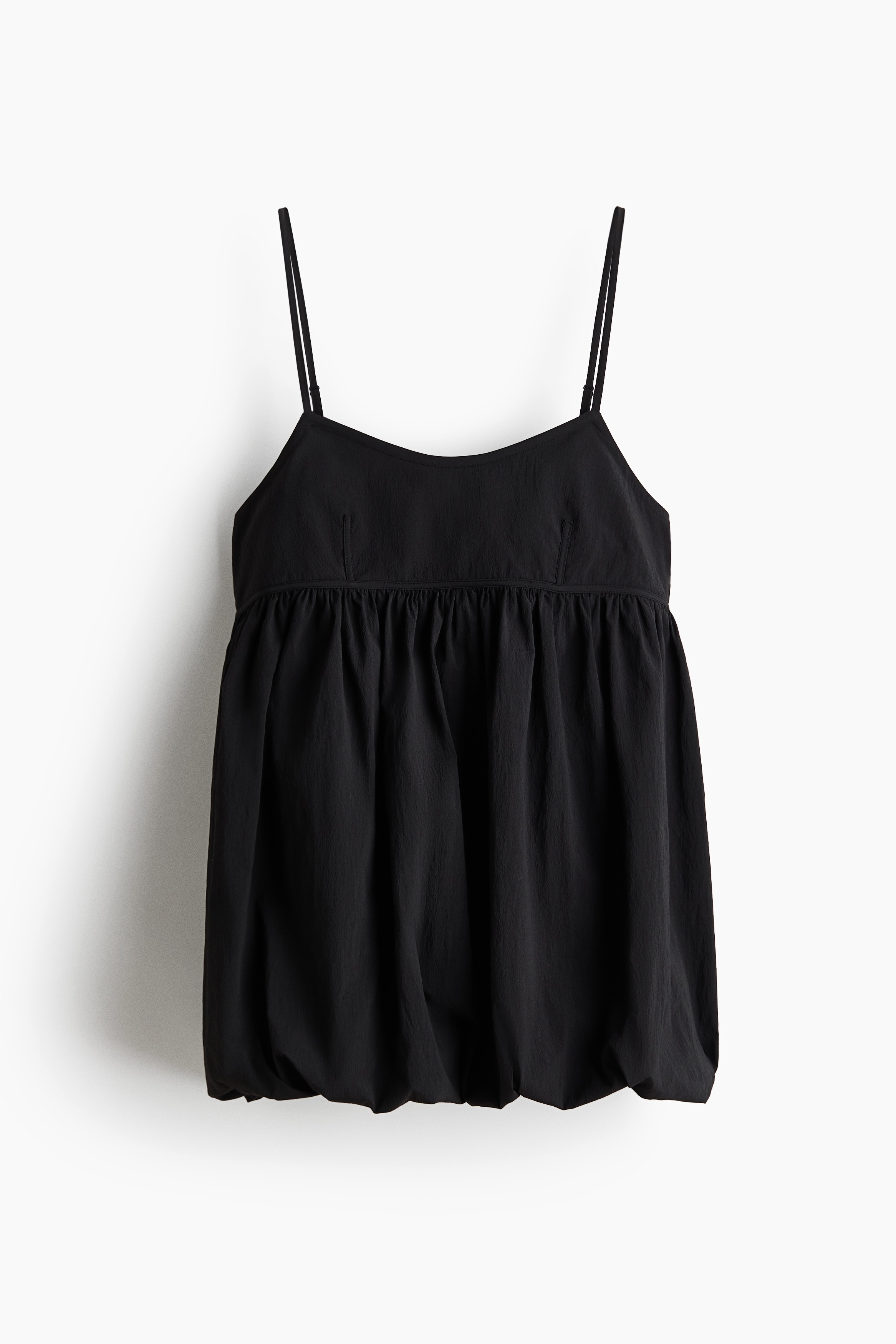 Bubble-Hem Strappy Top - Black/Gray