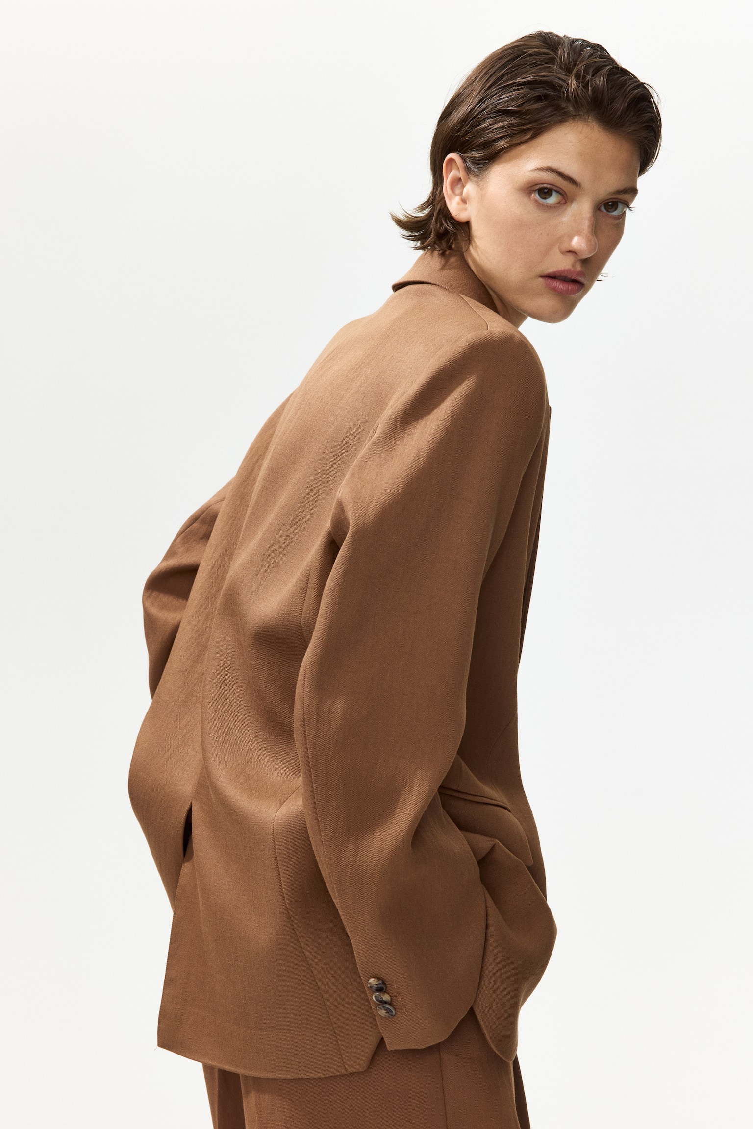 Blejzer sa jednorednim kopčanjem - Smeđa/Tamnocrvena - 6