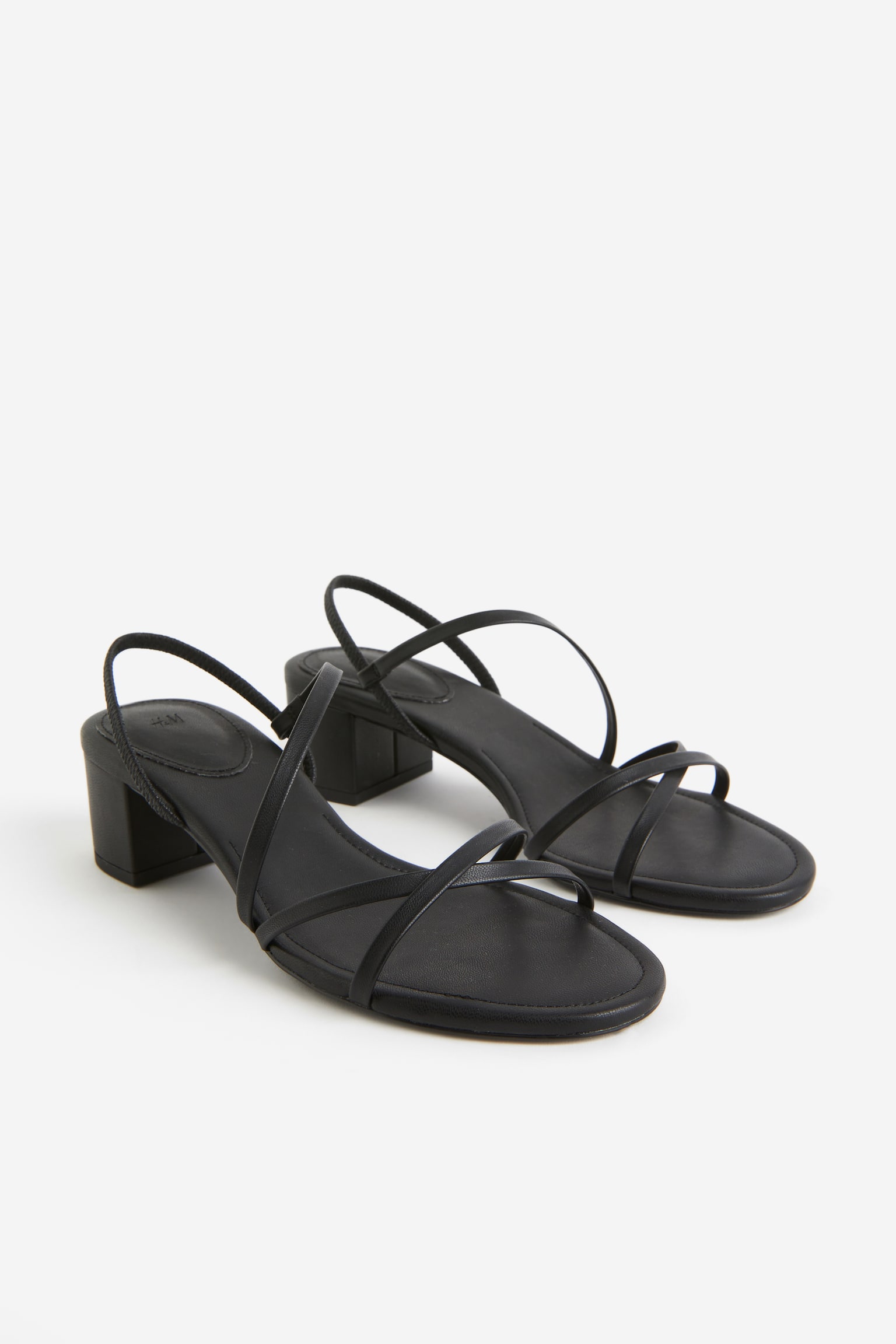 Block-heeled Sandals - Black/White - 3