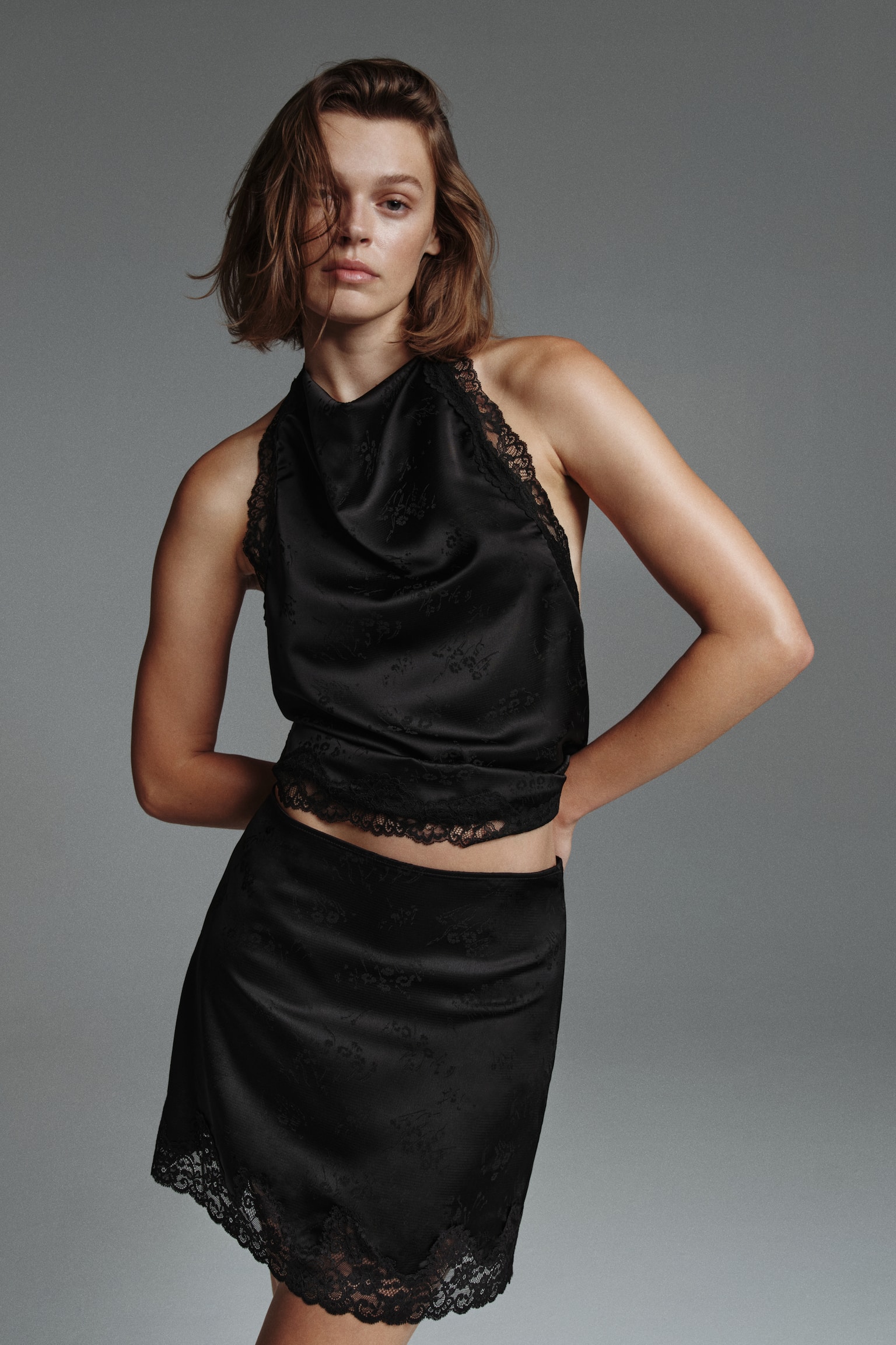 Женская юбка H&M Lace-Trimmed, цвет: Чёрный — фото 3