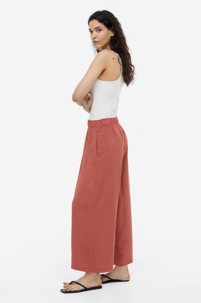 Cropped pull-on trousers - Brick red/Black/Light beige/Cream/Black patterned/dc/dc - 3