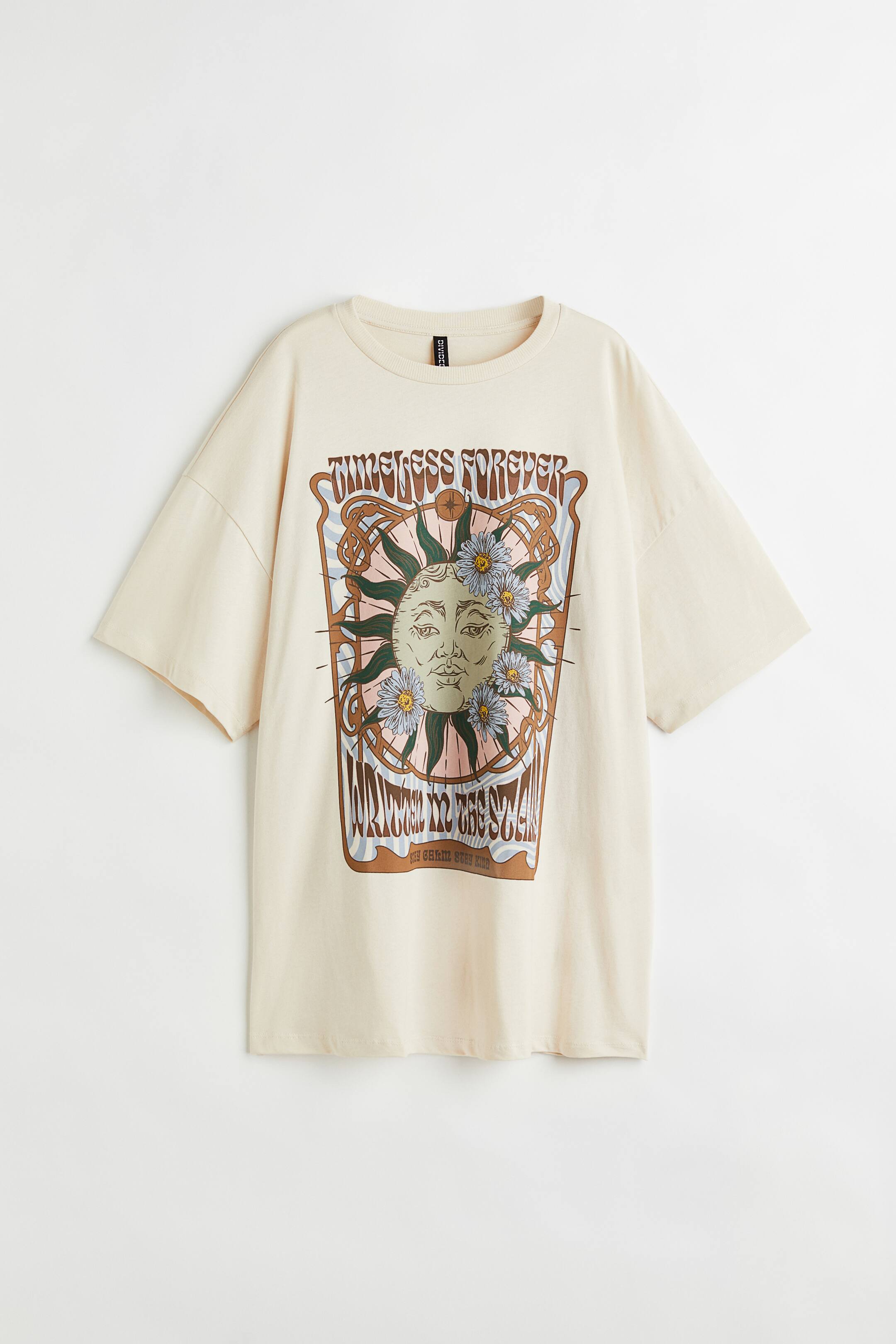 Oversized Printed T-shirt - Round Neck - Short sleeve - Light 