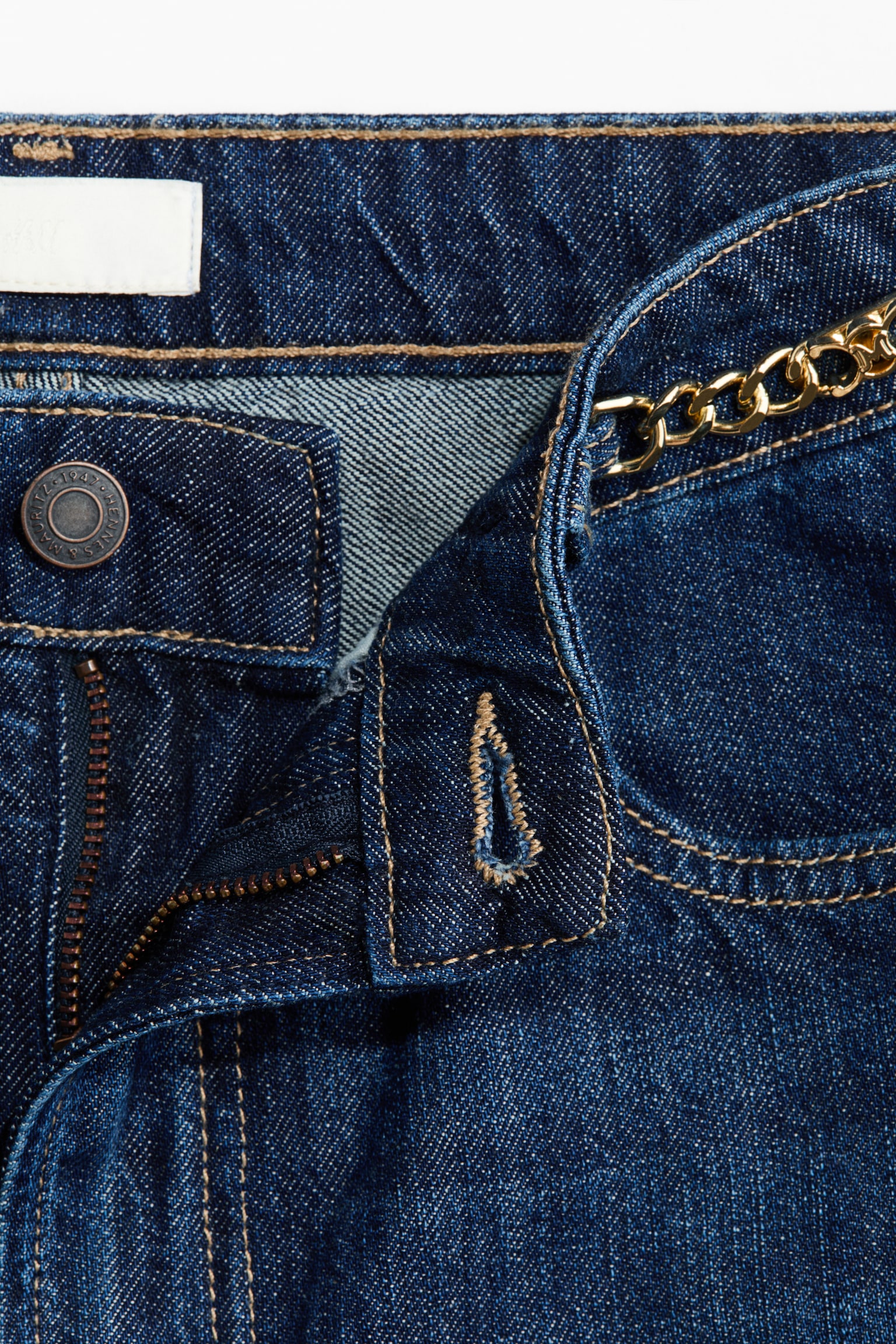 Straight High Jeans - Tmavá džínsovomodrá - 3