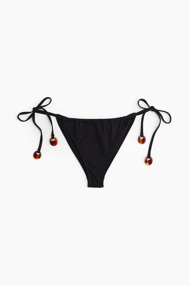 Tie tanga bikini bottoms - Black - 1