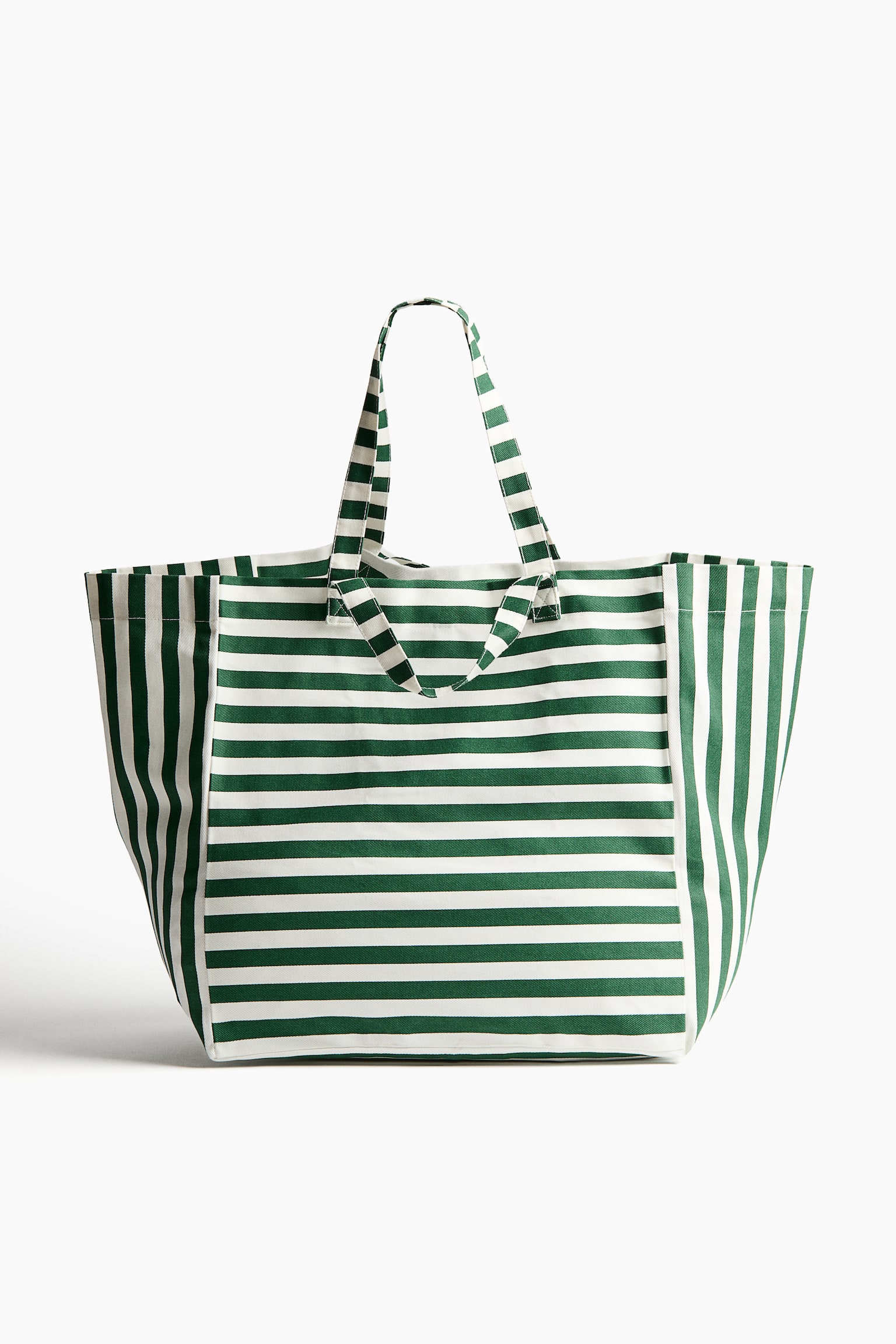 Cotton canvas beach bag - Green/Striped/Blue/Striped/Brown/White striped/Yellow/Striped/Beige/Striped - 2