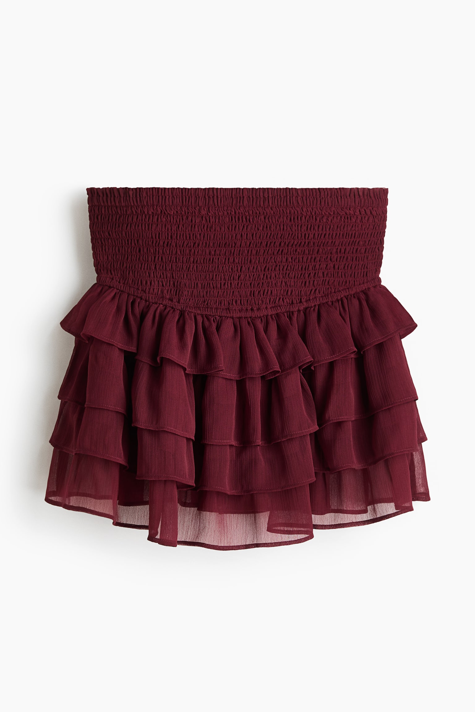 Tiered Chiffon Skirt - Burgundy/Cream/Paisley pattern - 1