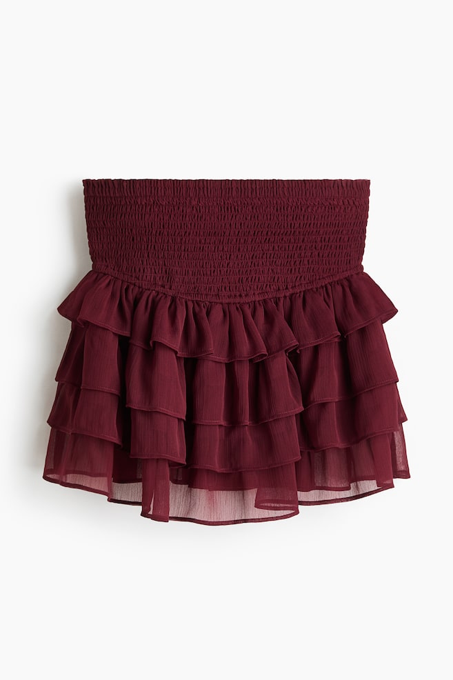 Tiered Chiffon Skirt - Burgundy/Cream/paisley - 1