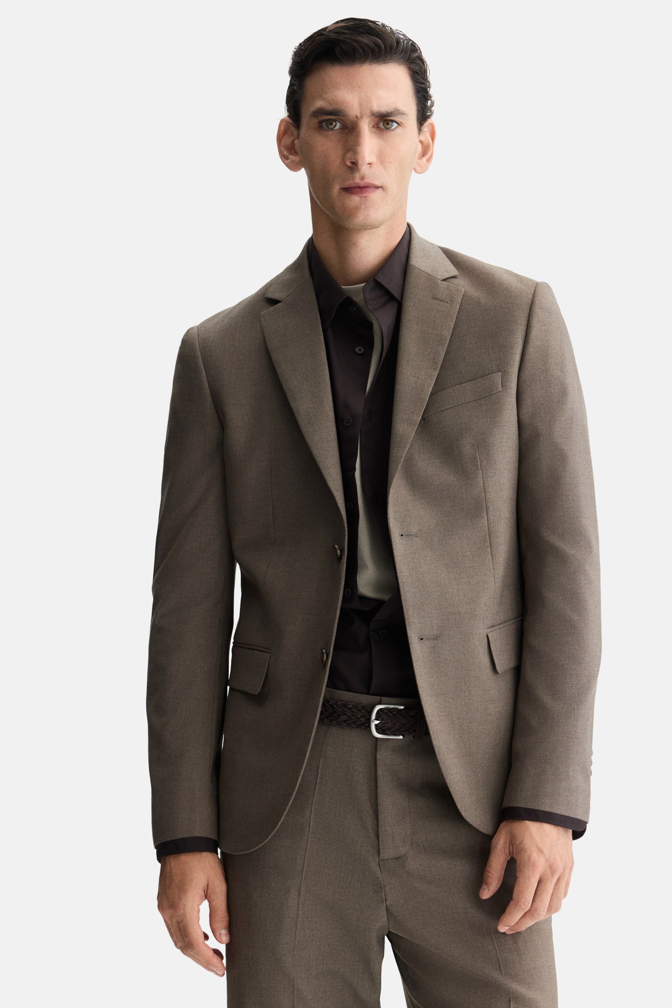 拡大画像を表示: レギュラーフィット シングルブレストジャケット - ダークベージュ - Men | H&M JP 1