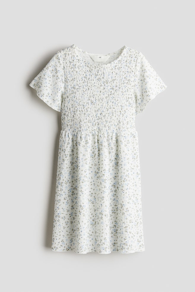 Robe à smocks - Blanc/fleuri/Noir/carreaux - 1