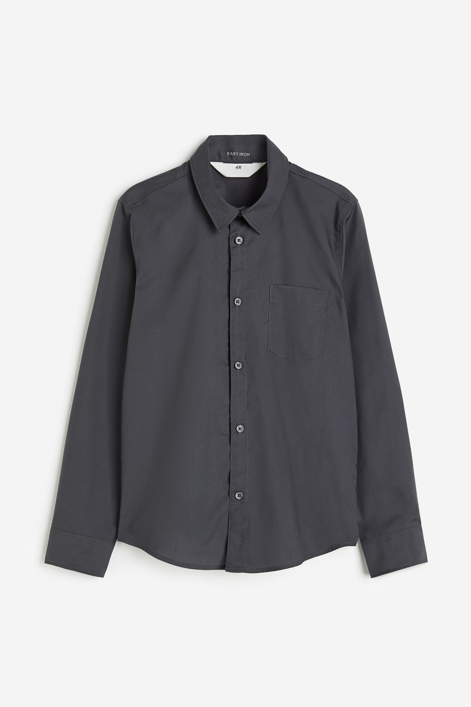 Easy-iron shirt - Dark grey/Black/White - 1