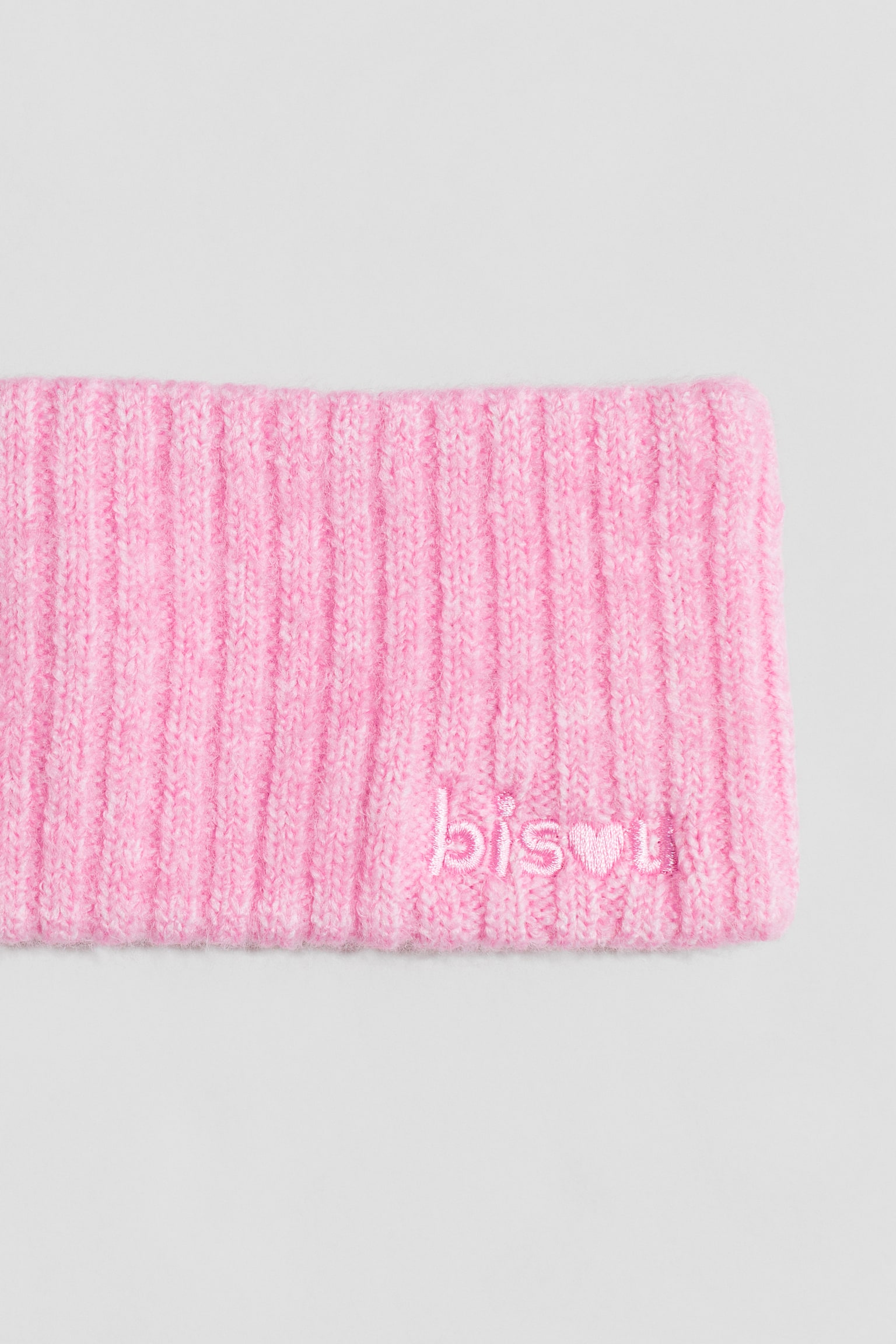 Embroidery-detail ribbed headband - Pink/Cream - 2