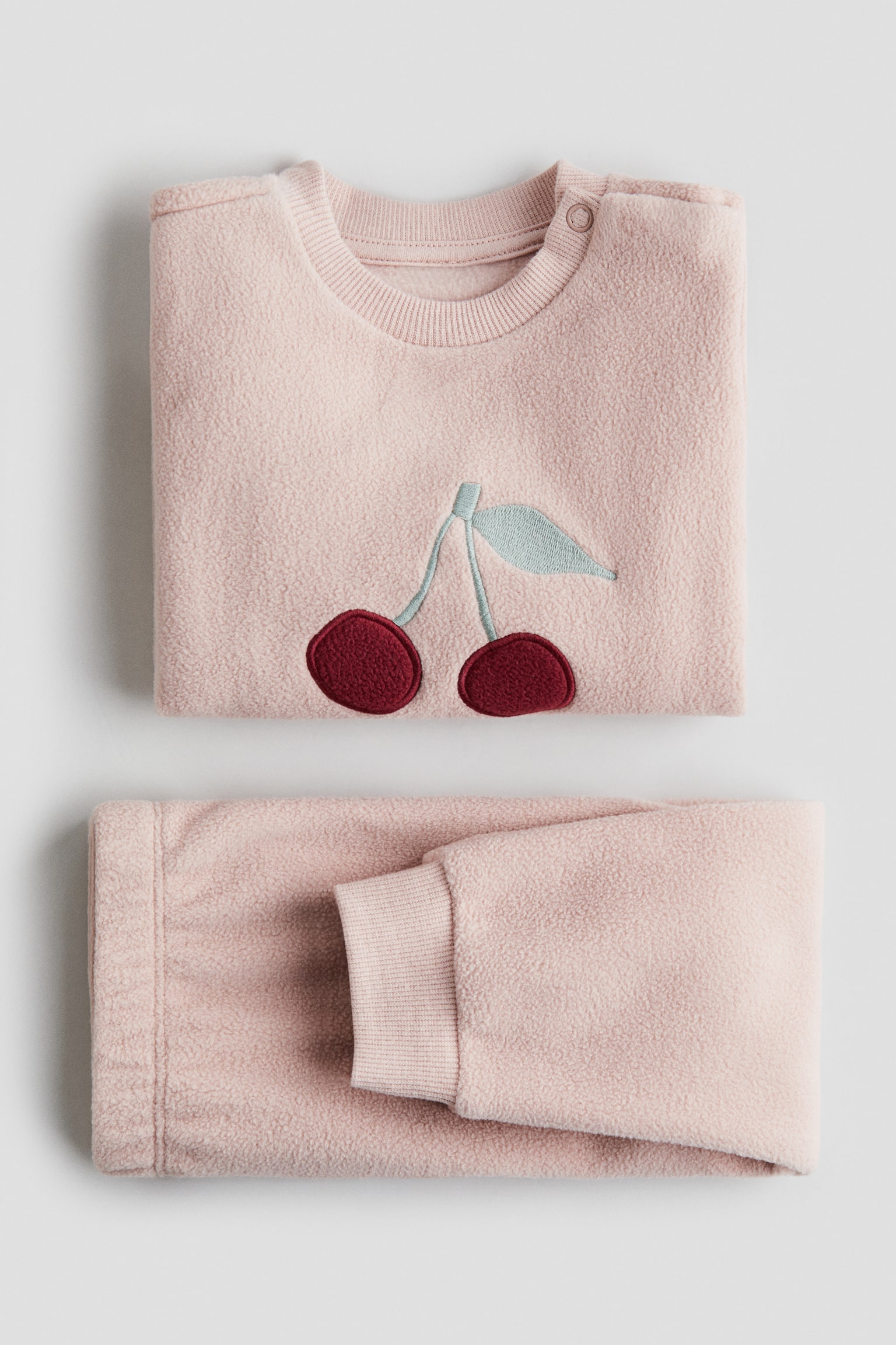 Fleece pyjamas - Light pink/Cherries/Light beige/Bears/Light blue/Stars/White/Hearts/Beige/Leopard-print - 2