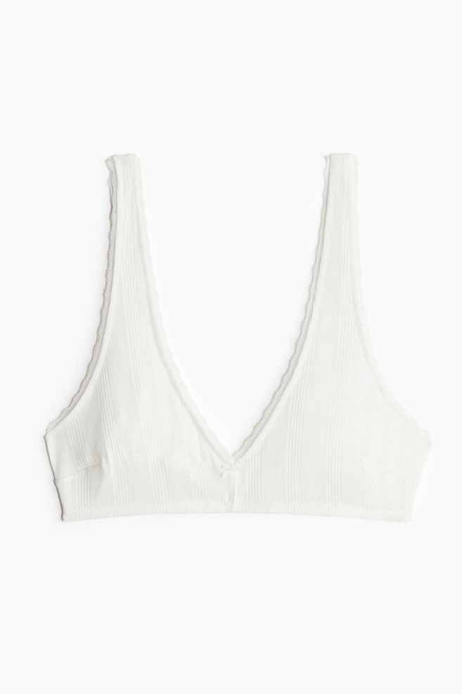 Sutien moale cu model pointelle - Alb - 1