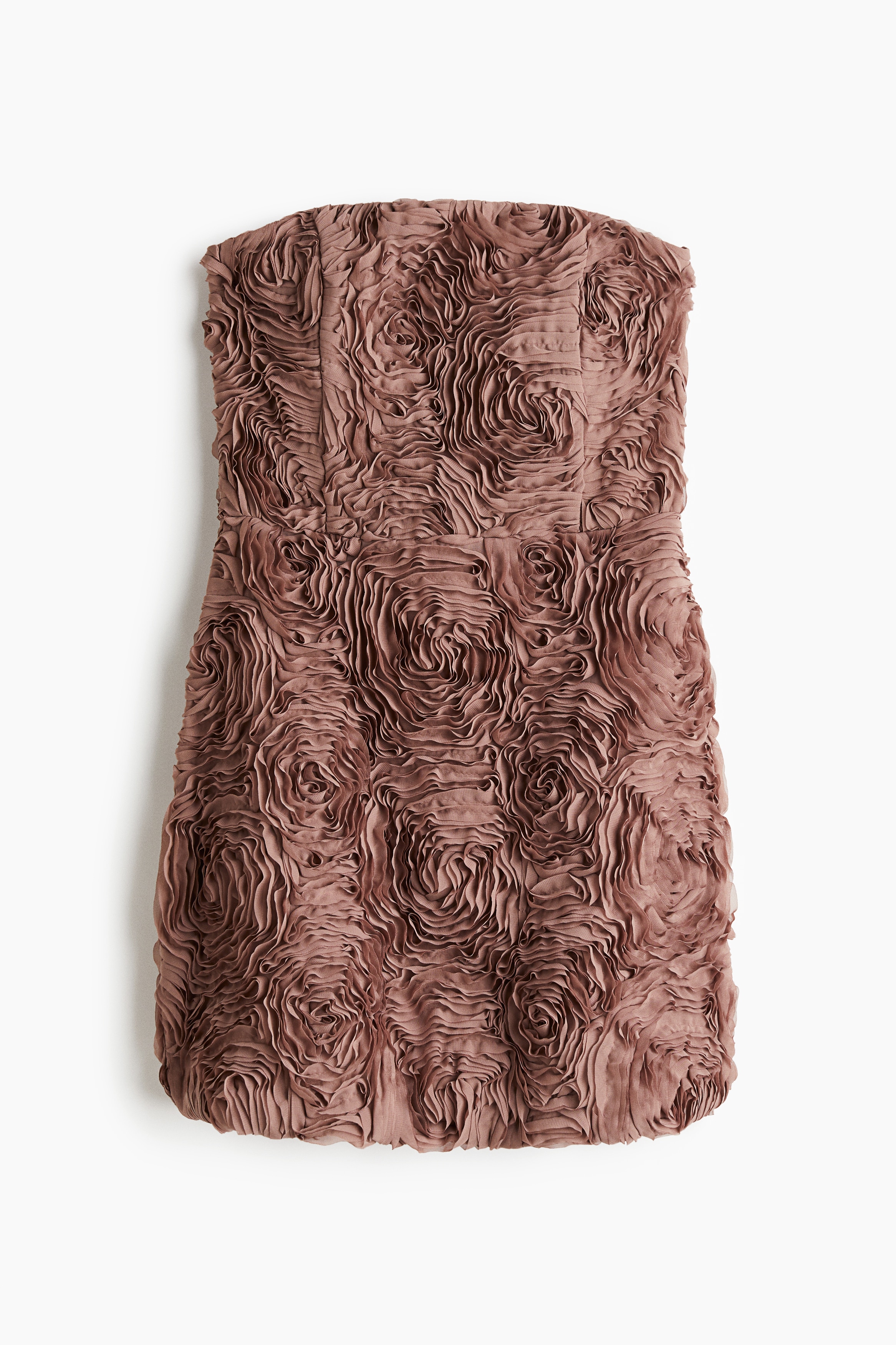 Rochie mini fără bretele cu aplicații - Roz-prăfuit