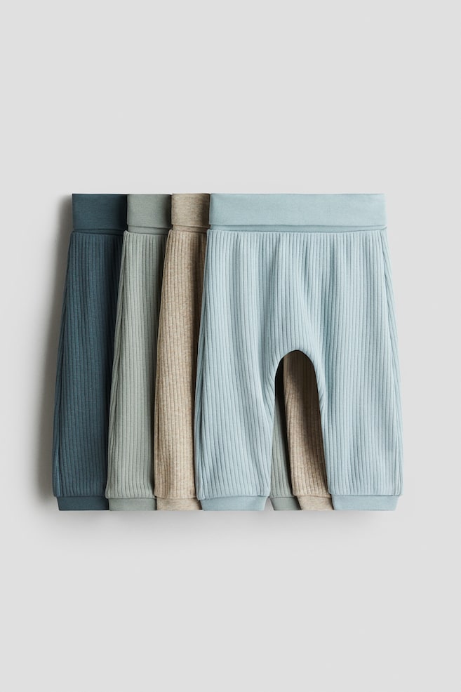 4-pack Ribbed Cotton Pants - Turquoise/green/Pink/cherries/Gray blue/khaki green/Black/beige/white/Dusty blue/dusty green - 1