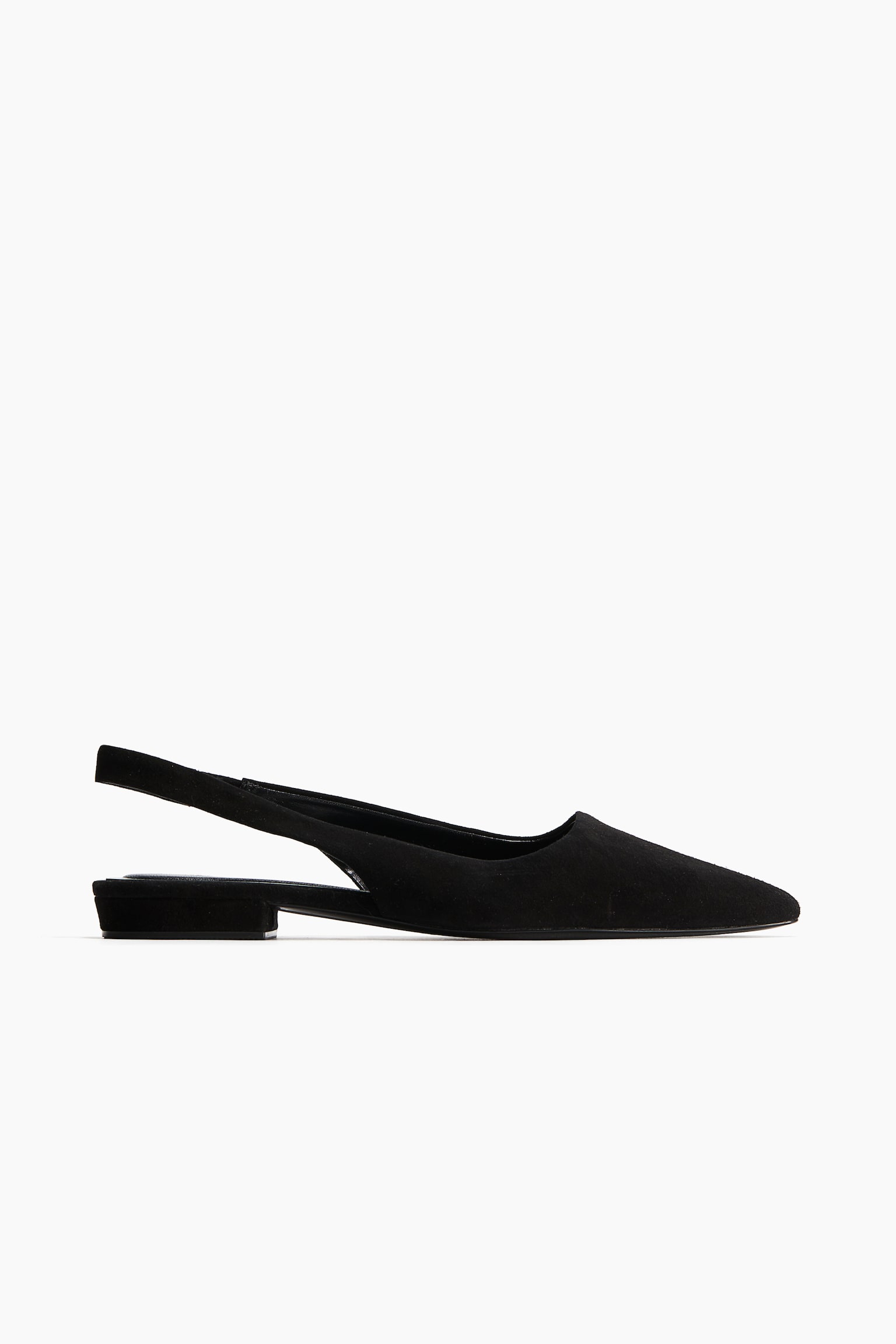 Pointed Suede Slingbacks - Black - 1