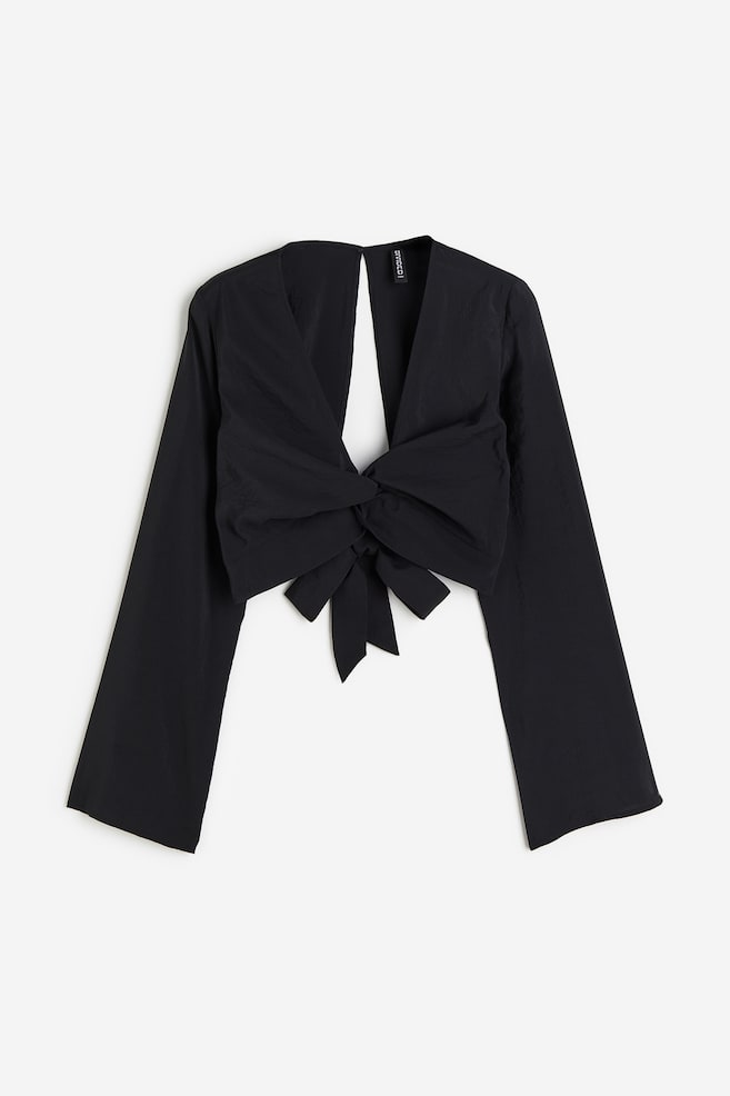 Knot-detail modal-blend blouse - Black/White/Blue/Ombre - 2