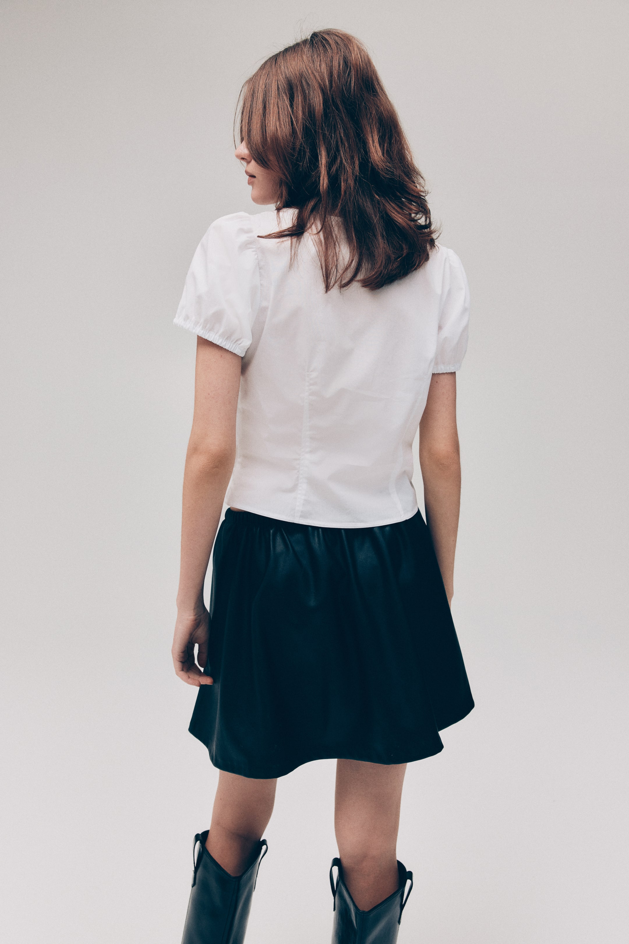 Puff-Sleeved Poplin Blouse