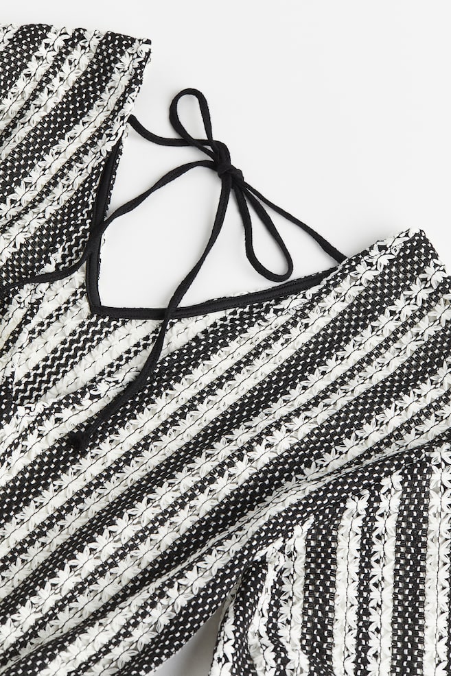 Jacquard-knit dress - Black/Striped - 7