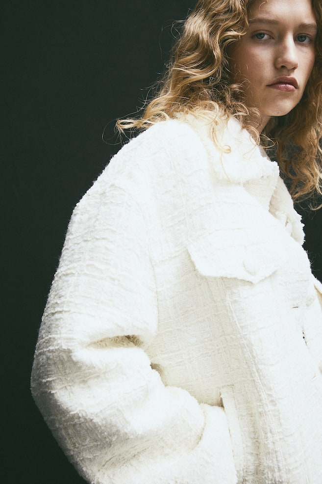 Textured-weave jacket - Cream - 5