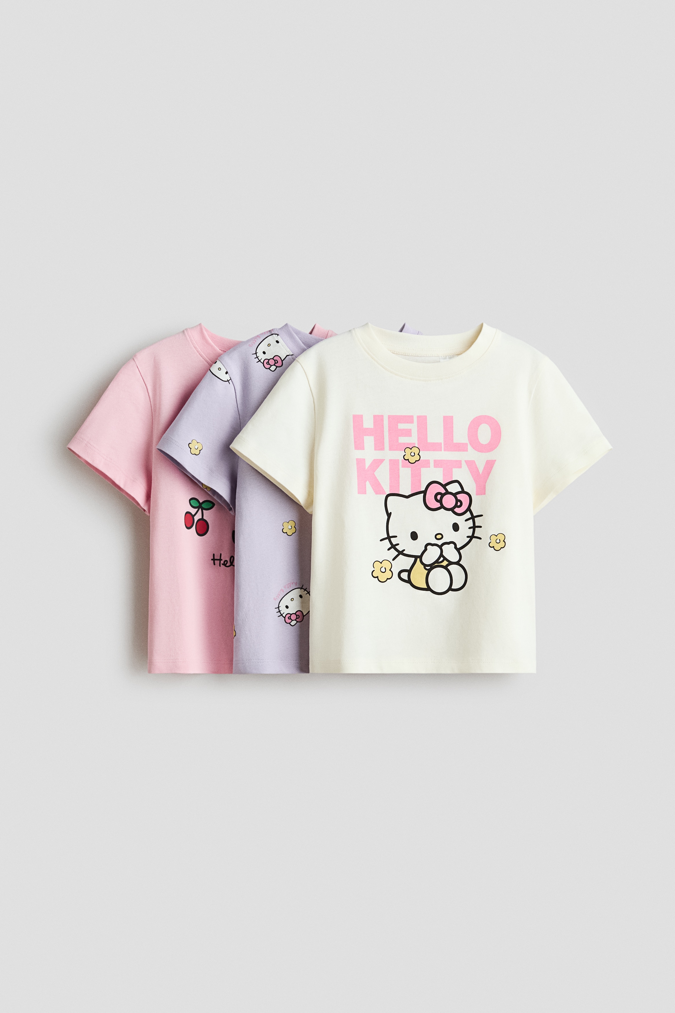 プリントジャージートップス 3枚セット - クリーム／ハローキティ