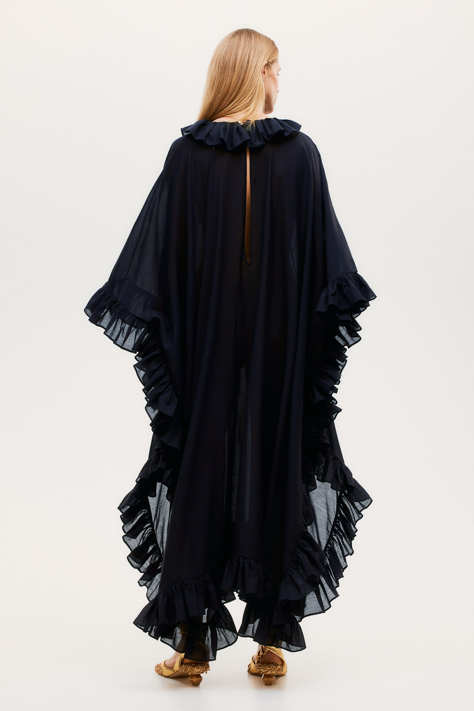 Robe caftan ruchée - Noir - 3