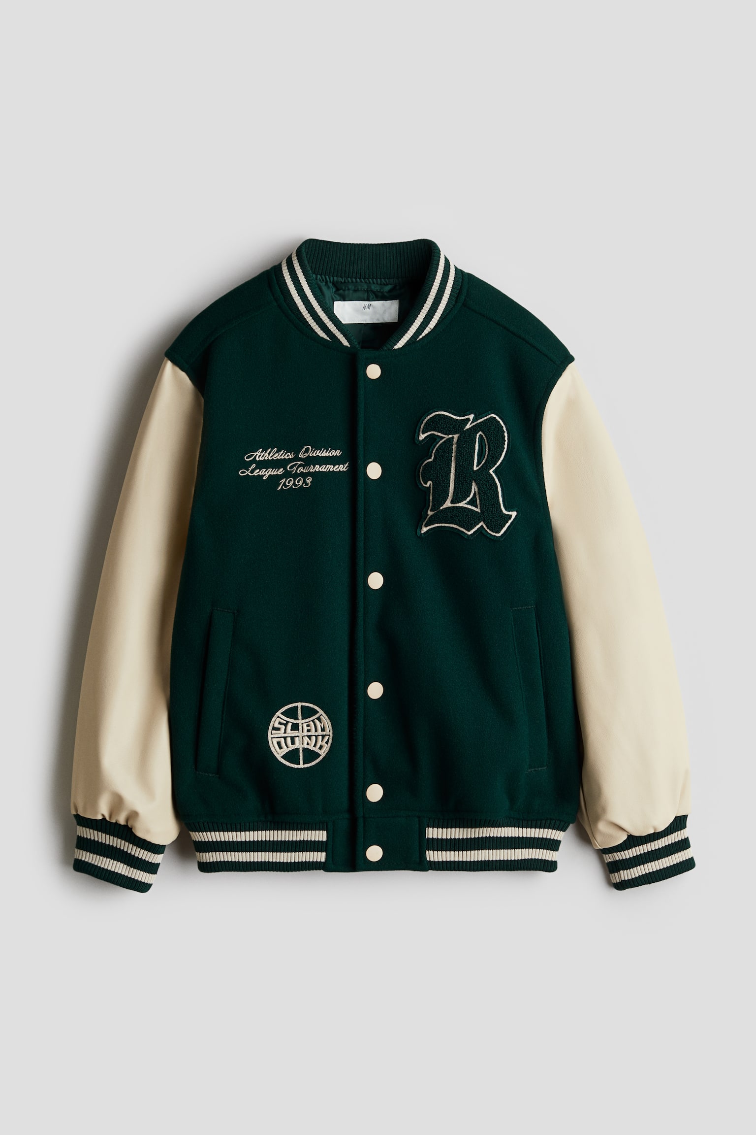 Appliquéd baseball jacket - Dark green/Cream/Navy blue/Block-coloured/Black/White - 1