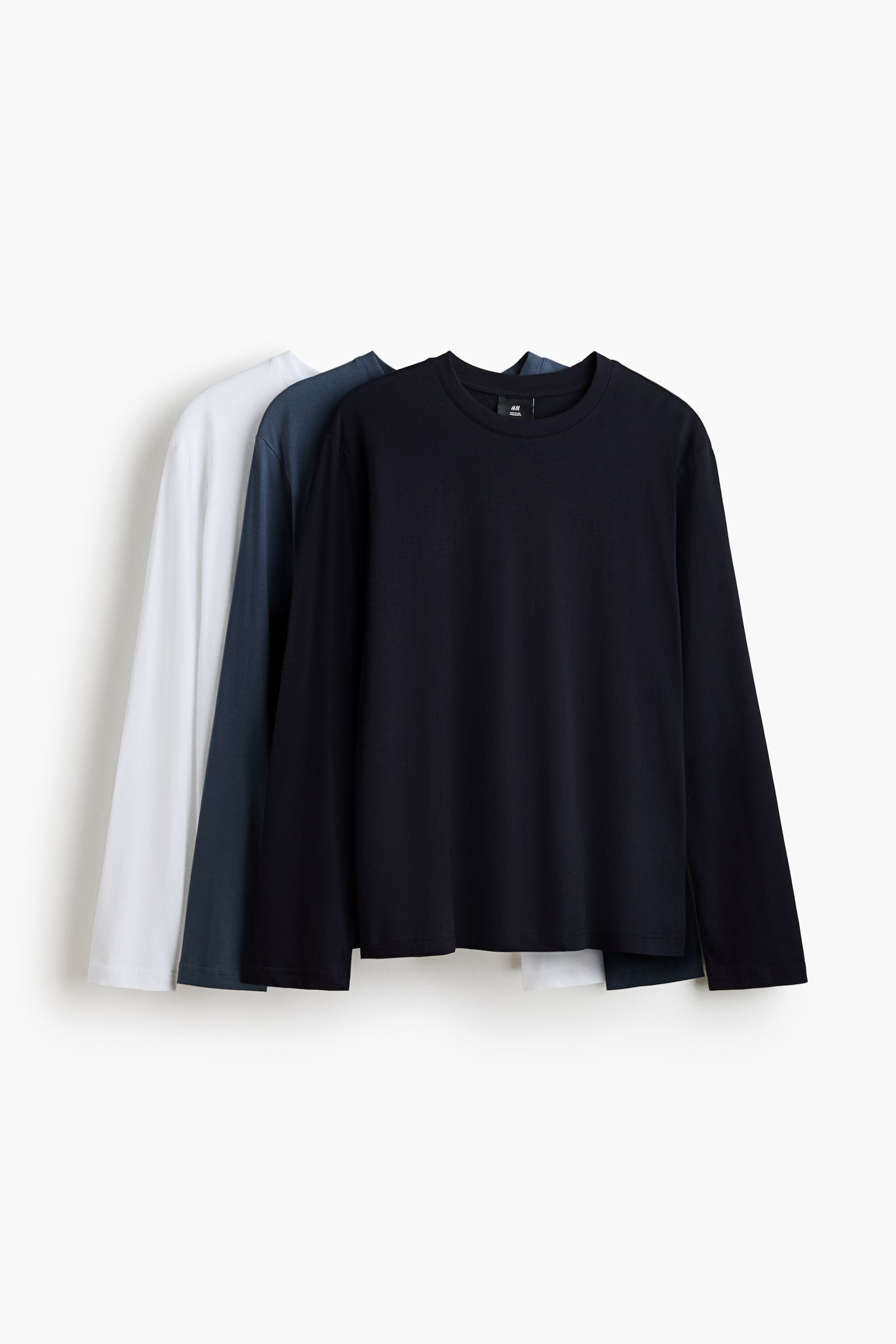 3-pack Regular Fit jersey tops - Navy blue/Dark dusty blue/Light grey marl/White/Black
