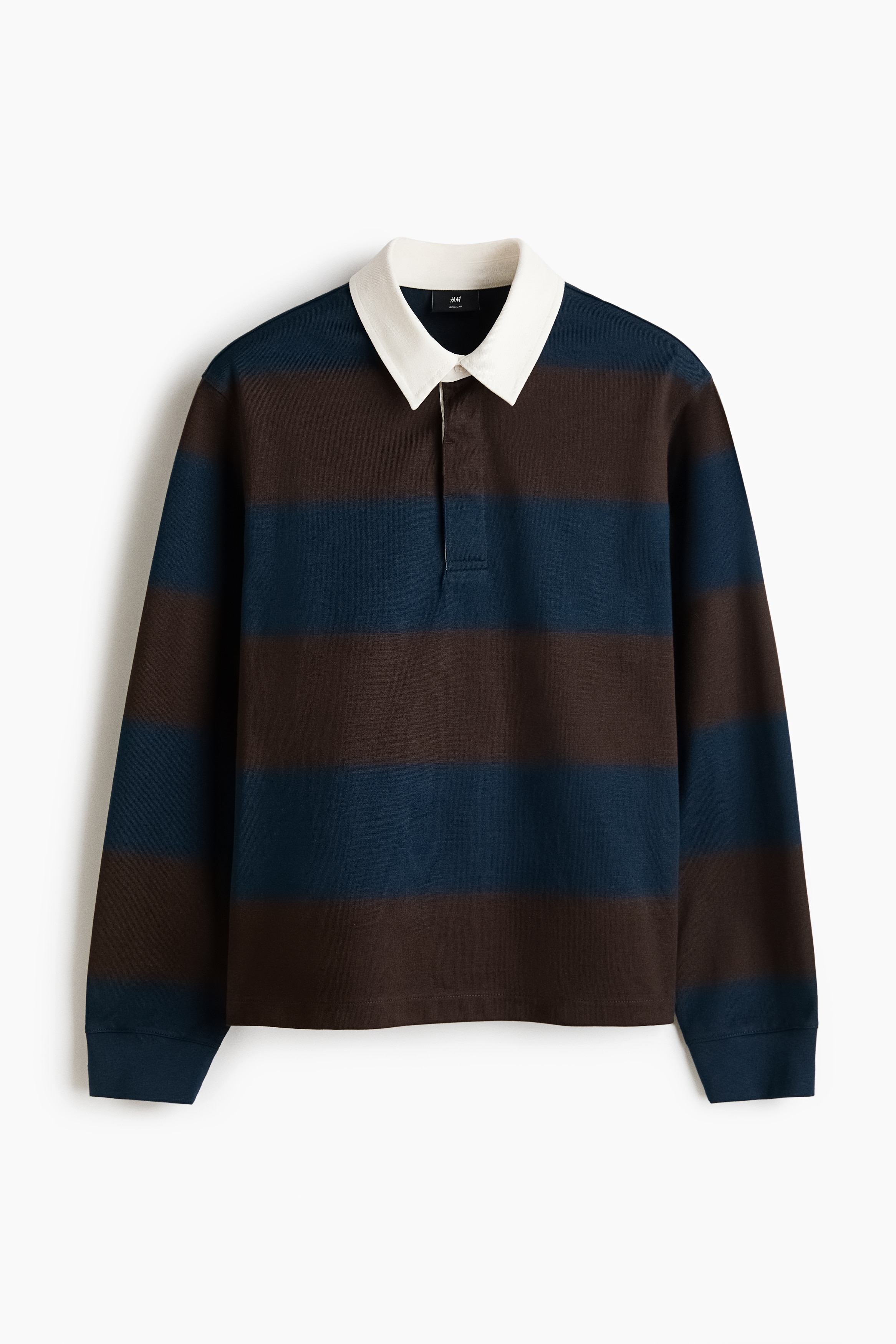 Polo de rugby classique en coton - Brun/à rayures bleu foncé/Marine/contraste de couleur/Crème/rayures vert foncé/Bourgogne/rayé