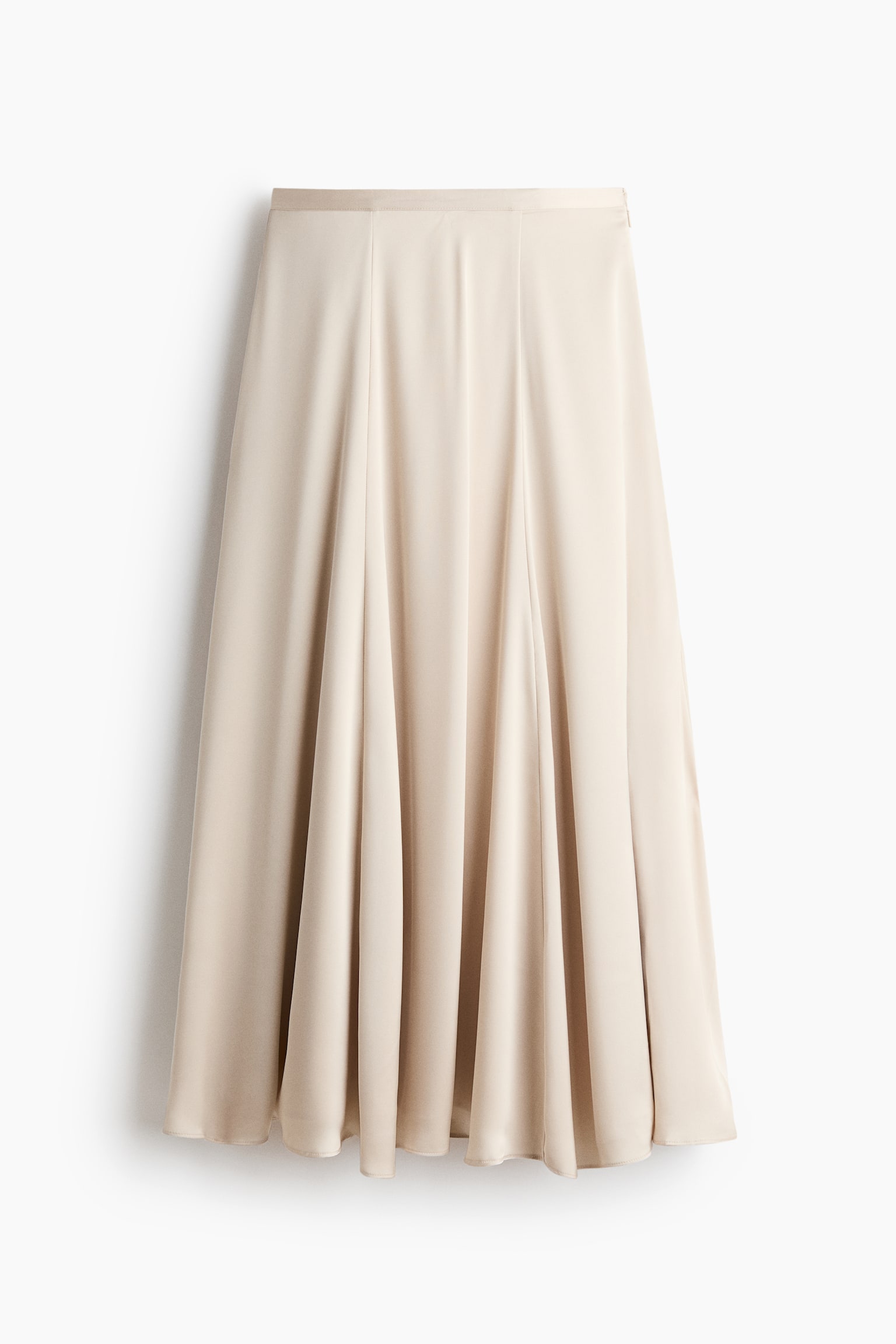 A-line satin skirt - Light beige