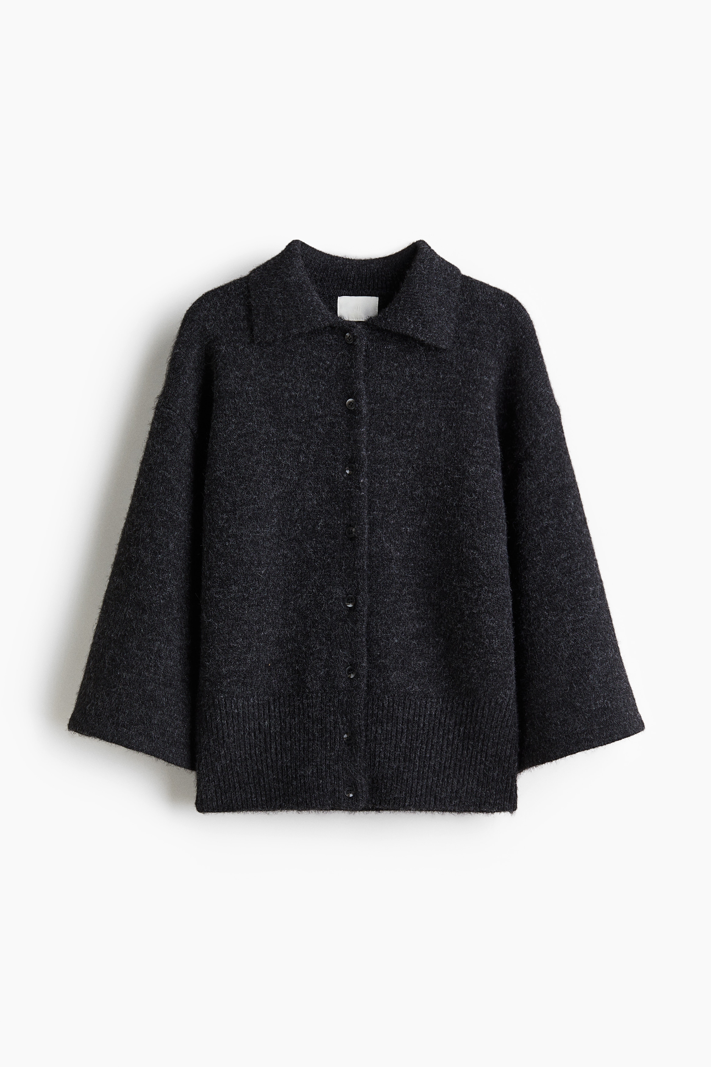 Collared cardigan - Dark grey/Dark beige/Light beige