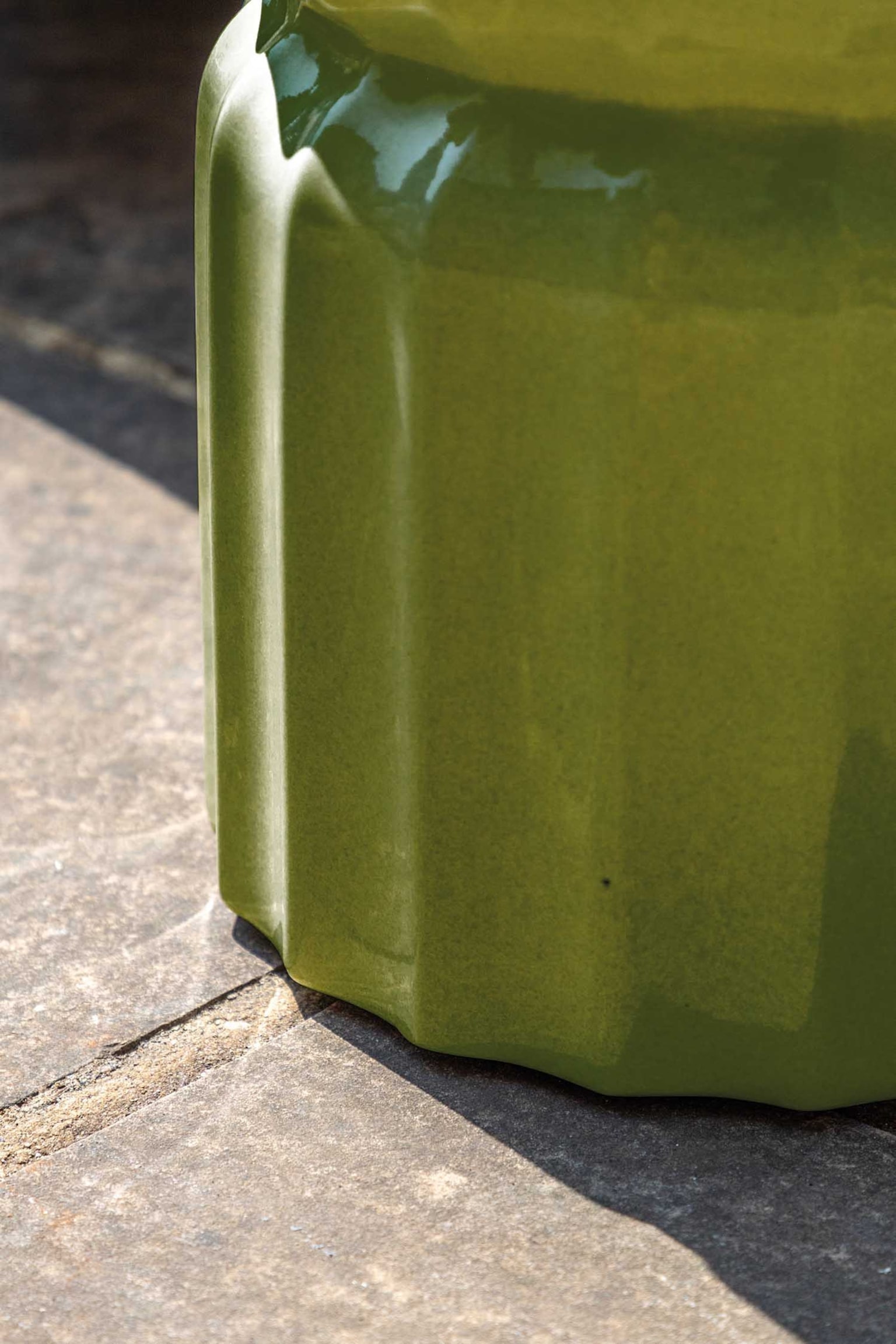 Glazed Side Table - Green/Rust/Cream - 7
