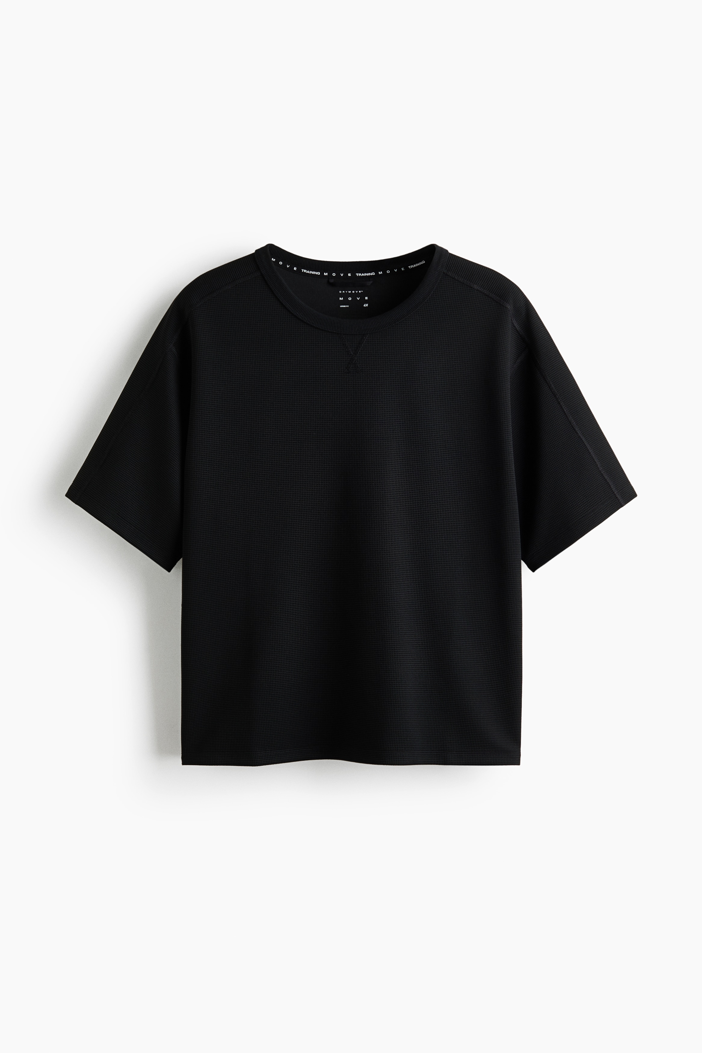 Loose-Fit Waffled Sports T-Shirt with DryMove™ - Black/Natural white