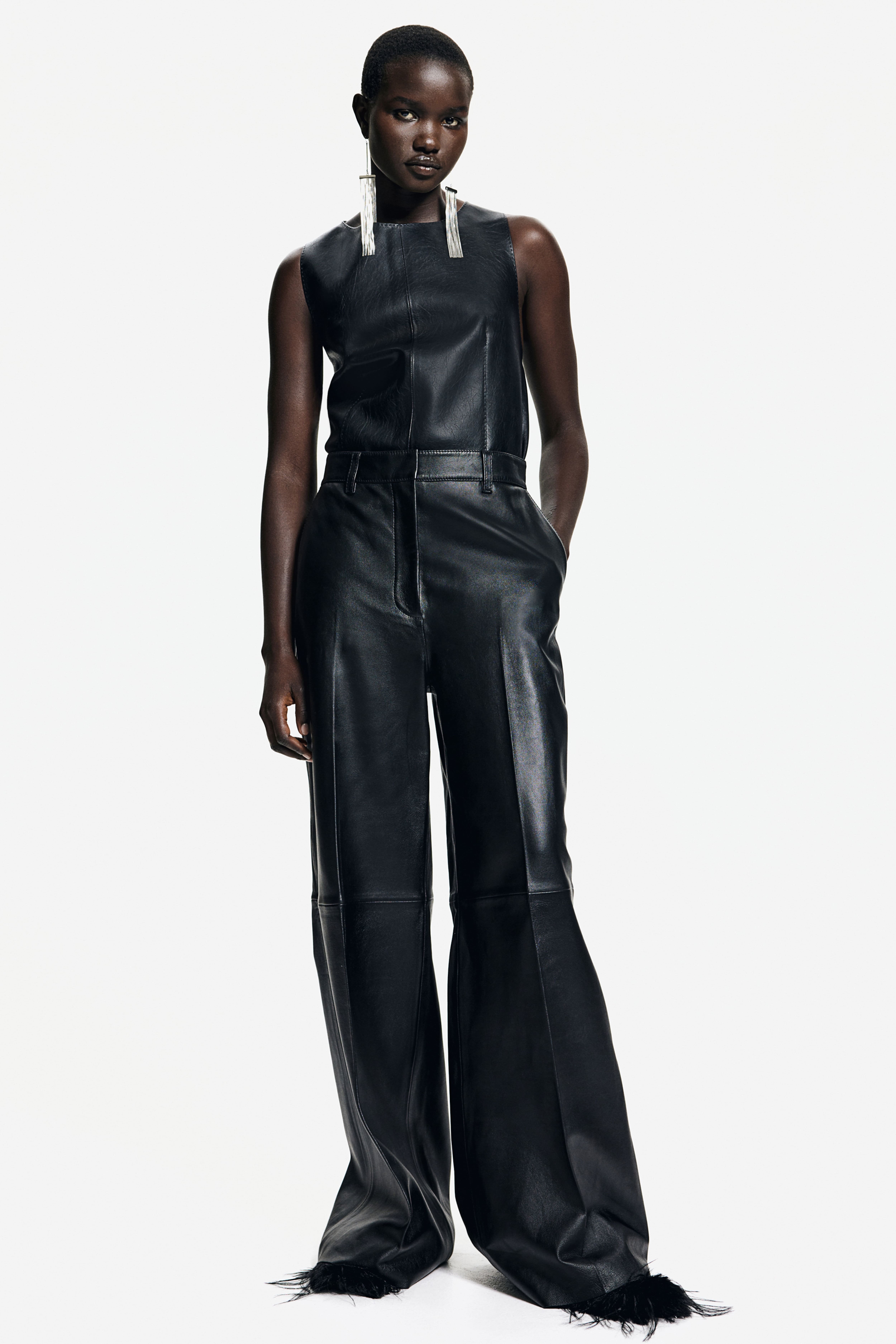 H and m leather look trousers best sale