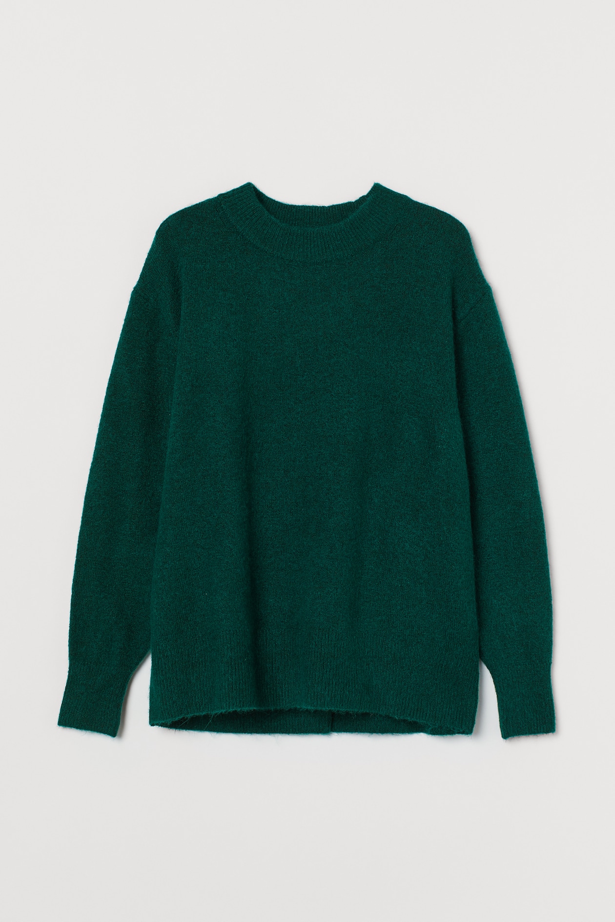 Fine-knit Sweater - Round Neck - Long sleeve - Dark green - Ladies | H&M US