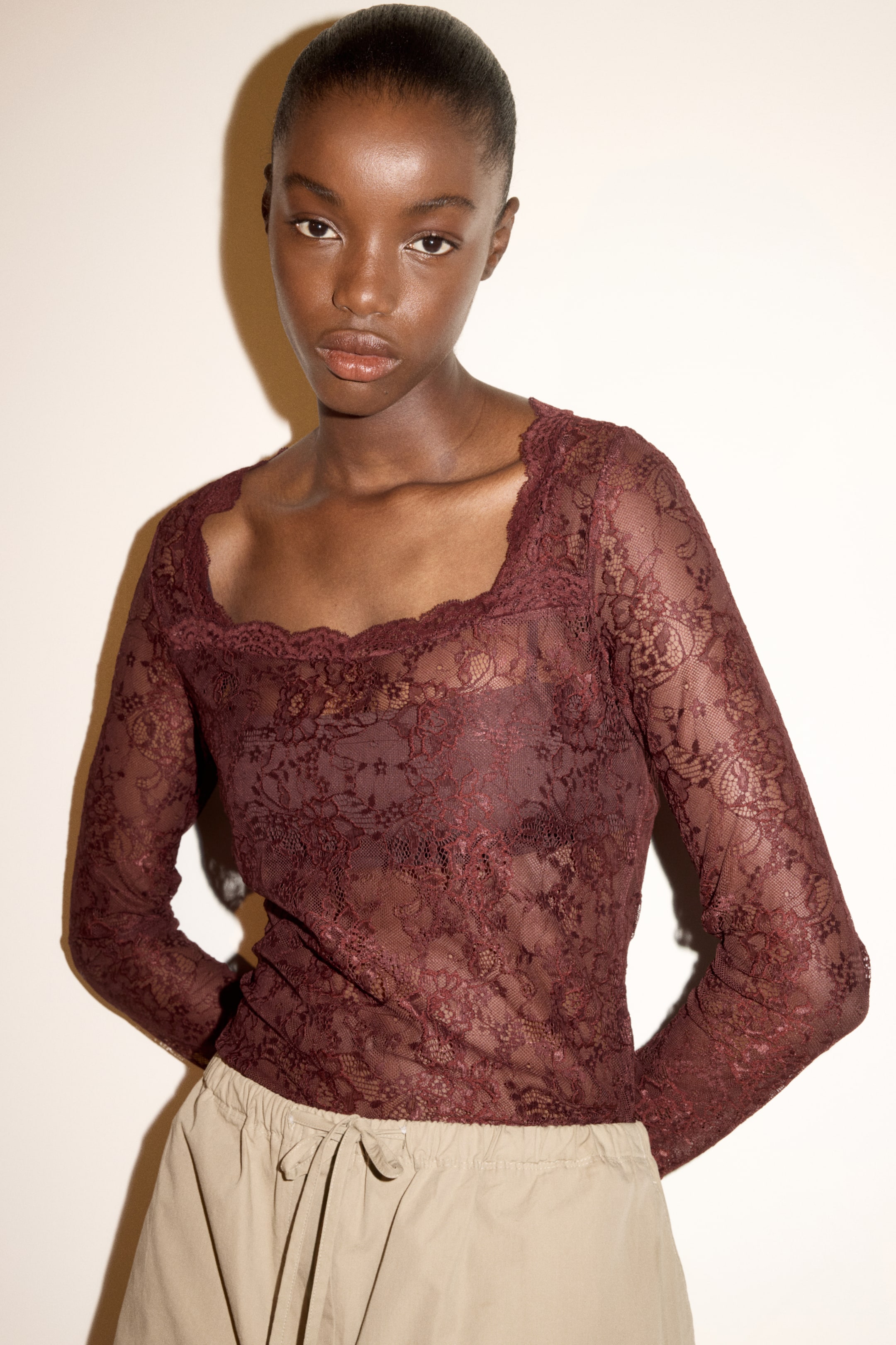 Long-Sleeved Lace Top