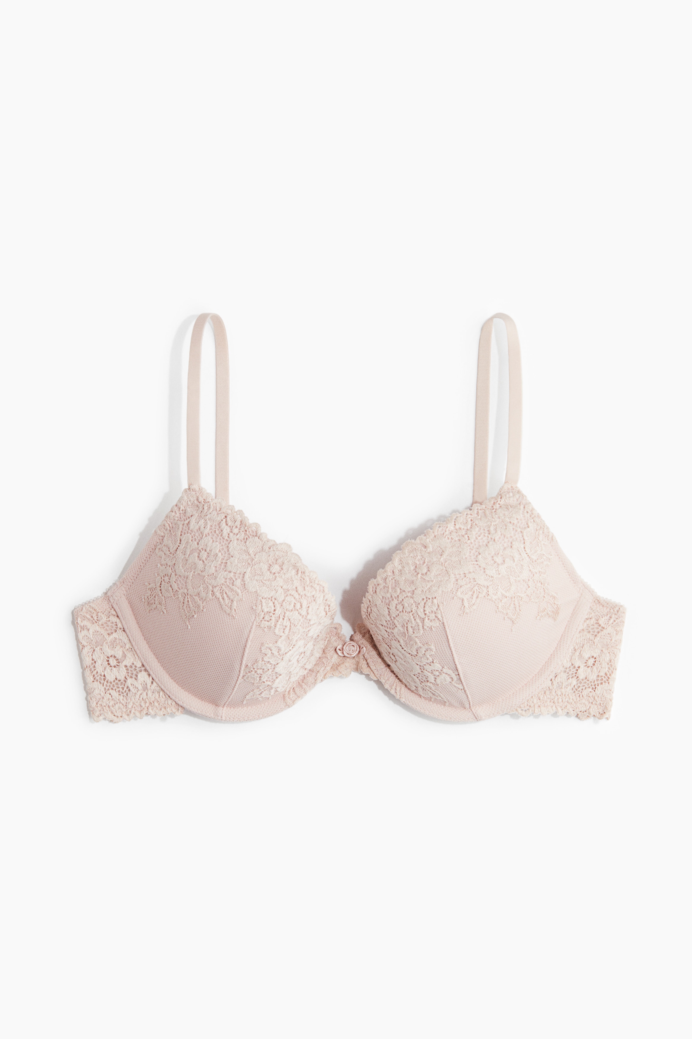 Lace Push-Up Bra - Light pink/Dark red/Light pink