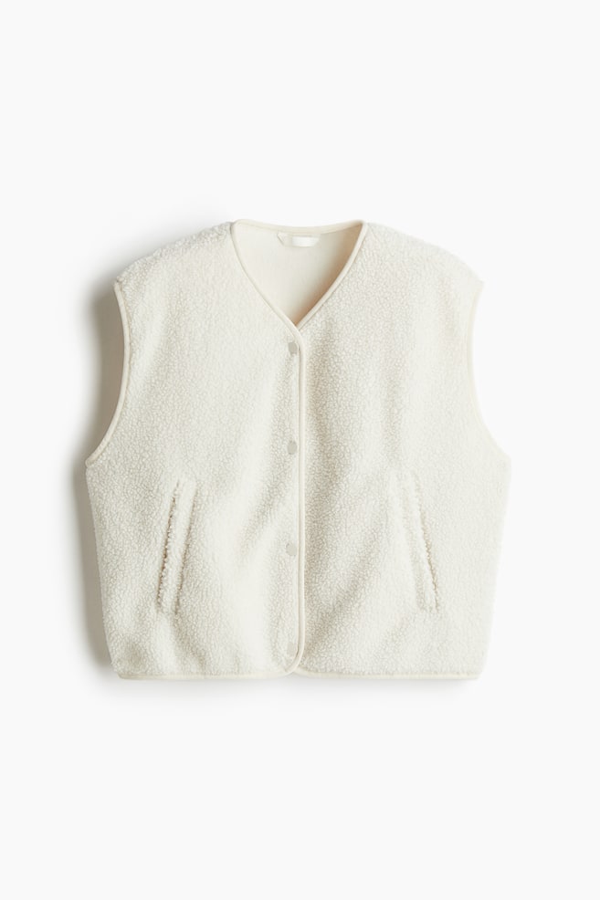 Oversized teddy gilet - White - 1