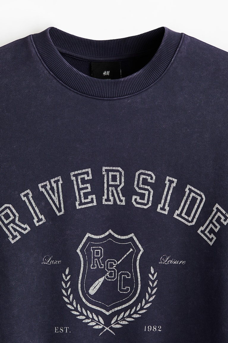 Loose-Fit Printed Sweatshirt Blue/Riverside Men H&M PH