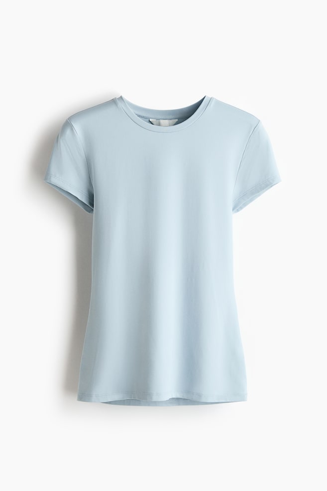 Fitted Microfiber T-shirt - Light dusty blue/White/Black/Dusty pink/Dark brown/Light beige/Pale yellow/Dark brown/Light gray/Dark brown/Navy blue/Light beige - 1