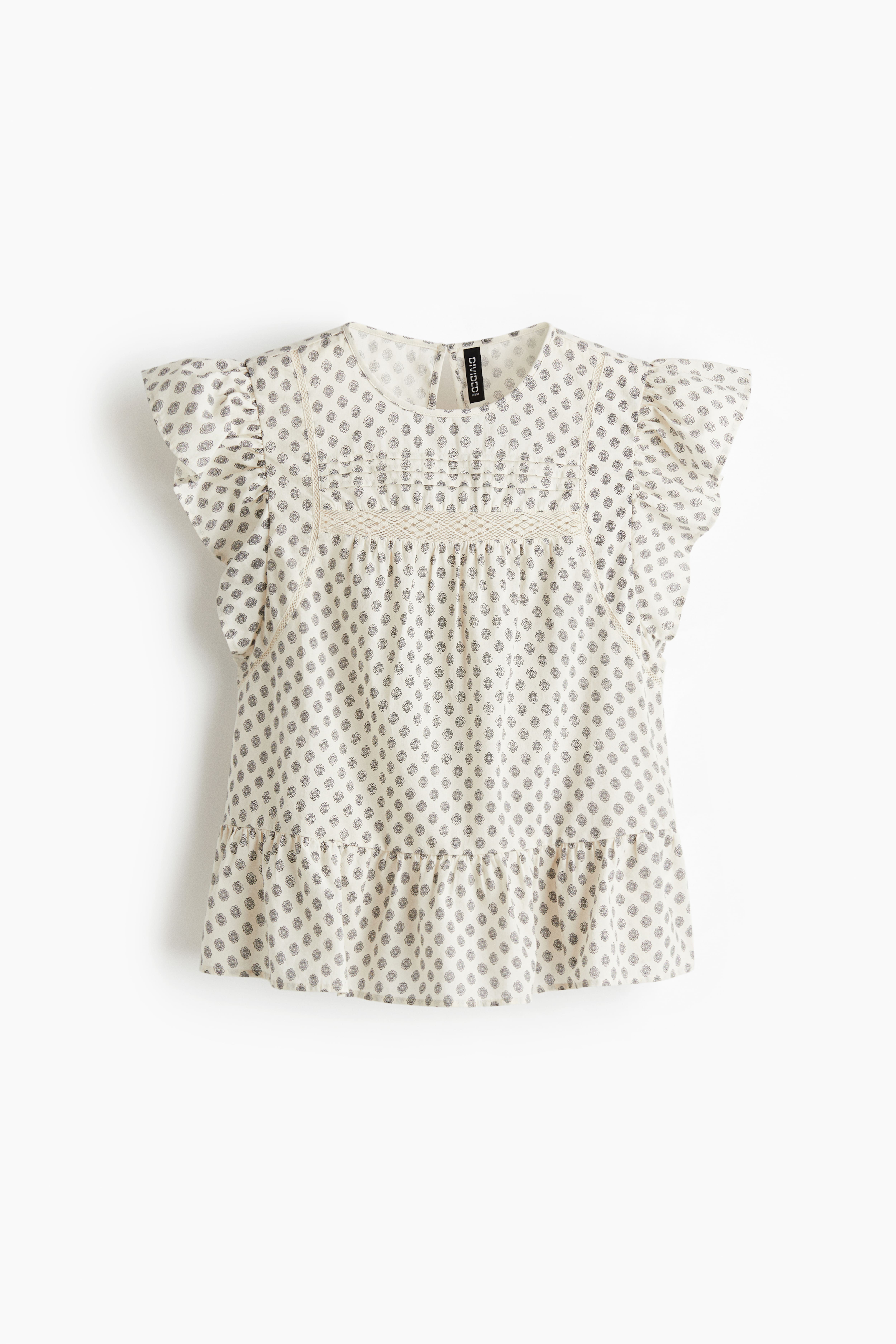 Lace-Inset Peplum Blouse